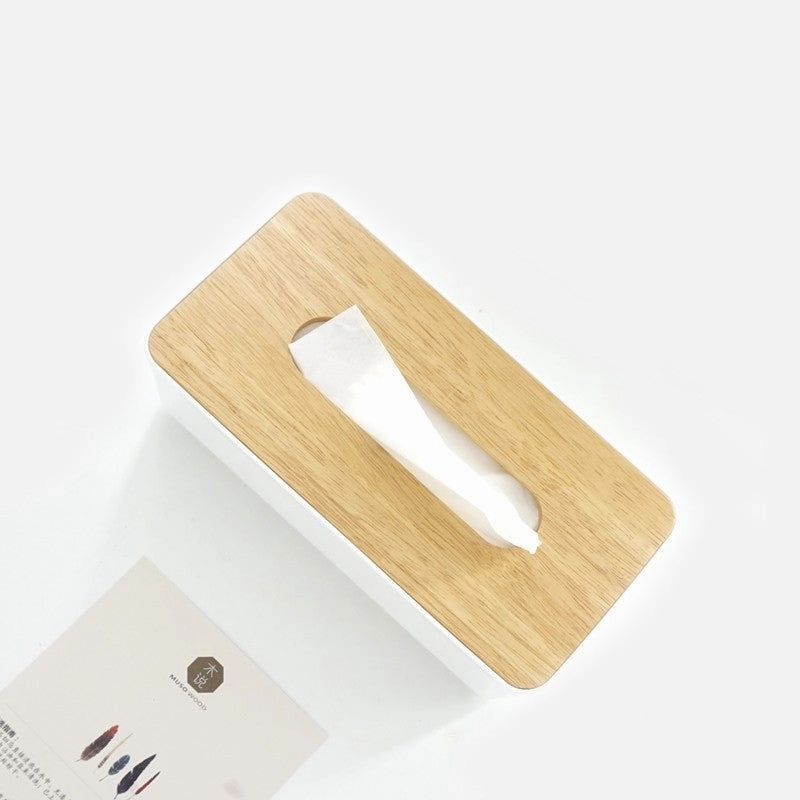 Modern Wood and White Tissue Box