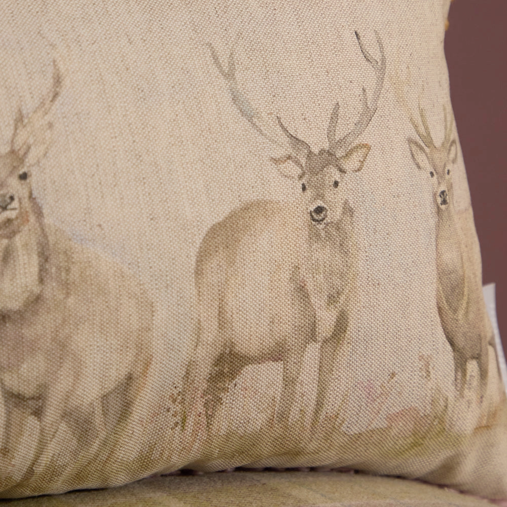 Moorland Stag Printed Cushion Natural