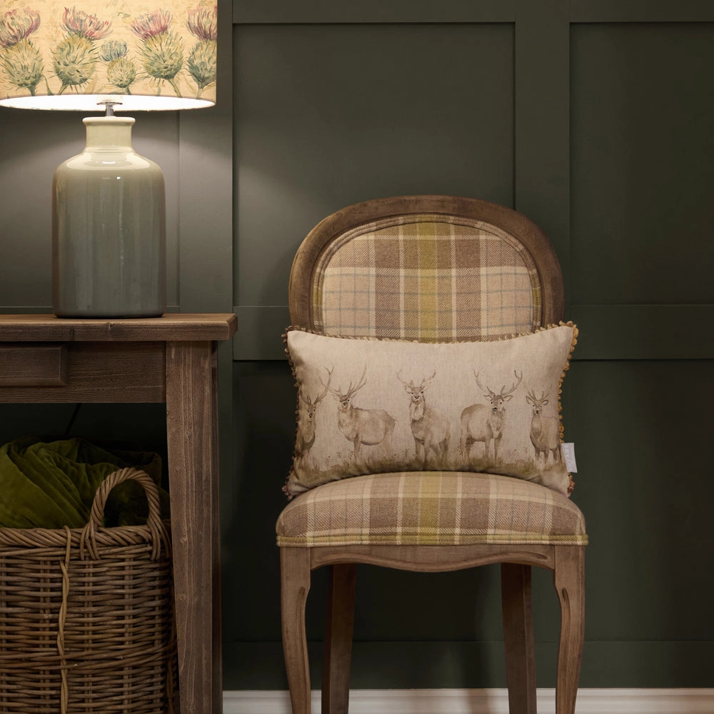 Moorland Stag Printed Cushion Natural