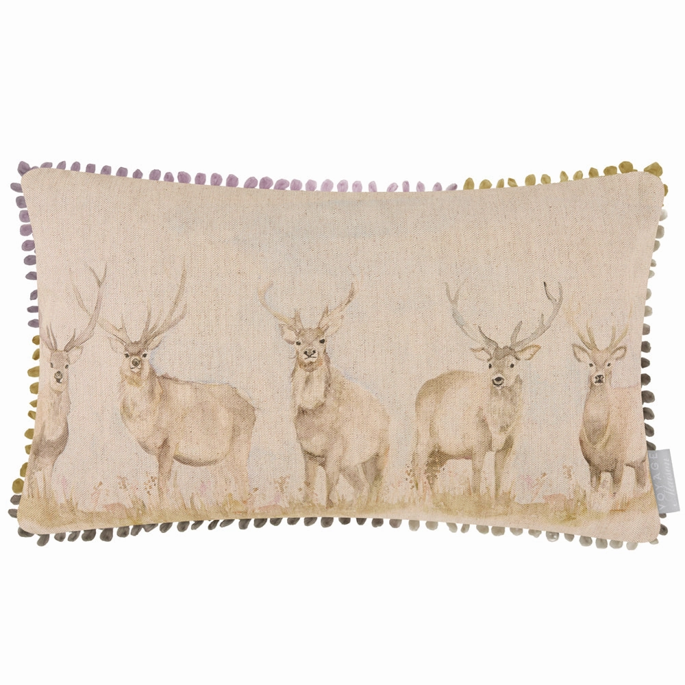 Moorland Stag Printed Cushion Natural