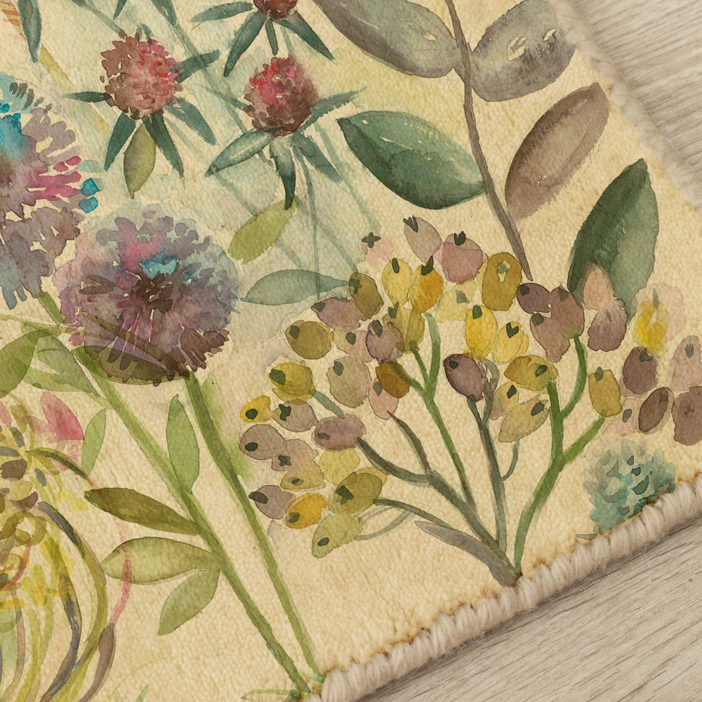 Morning Chorus Printed Wool Rug Blue