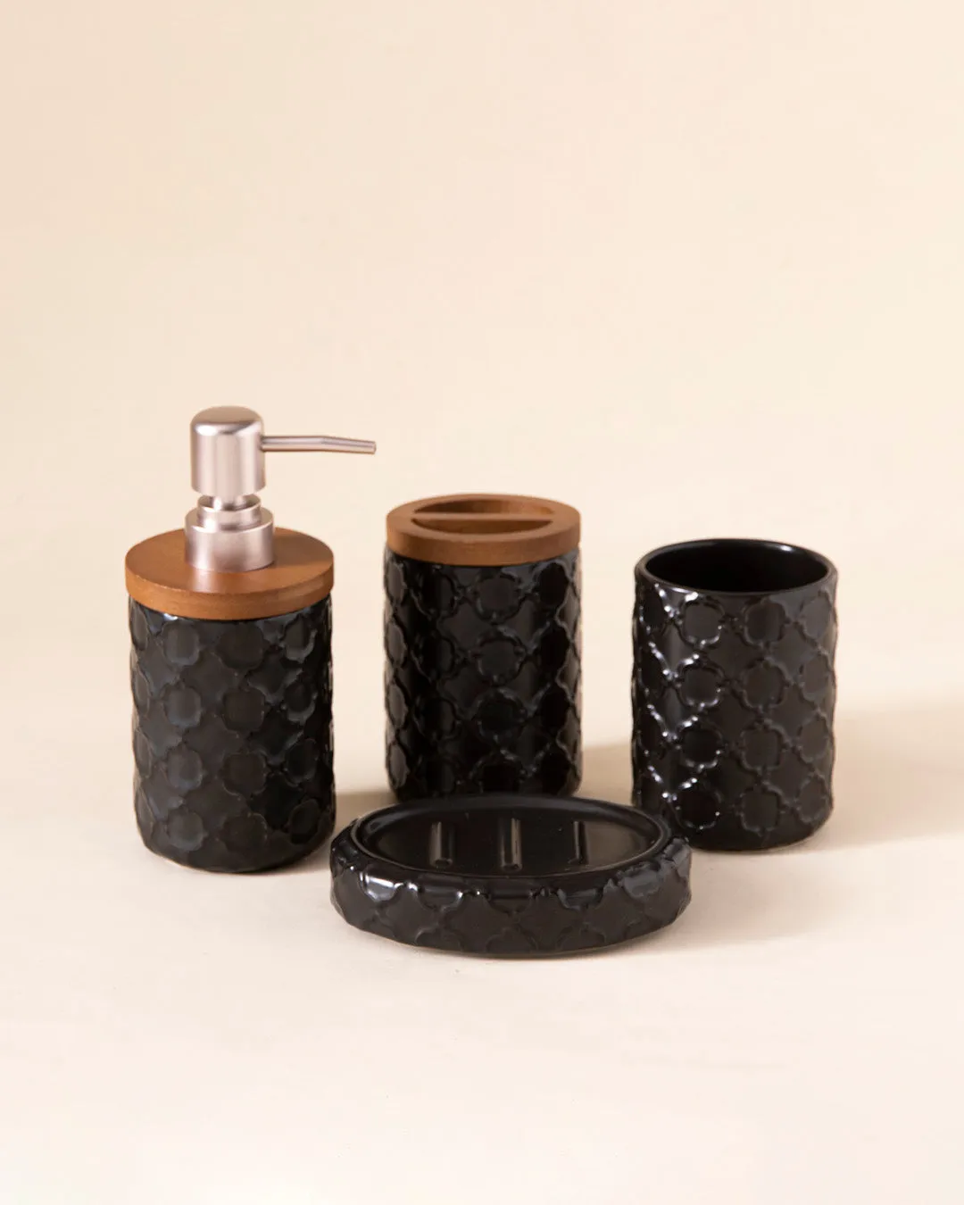 Moroccan 4-Piece Bath Set - Black