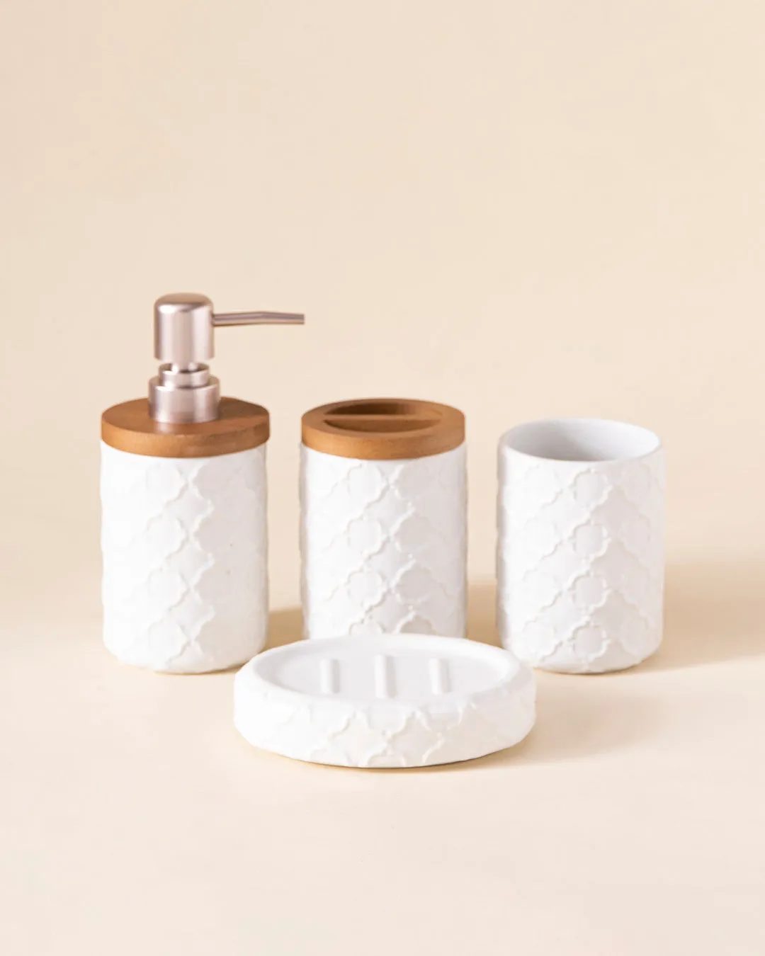 Moroccan 4-Piece Bath Set - White