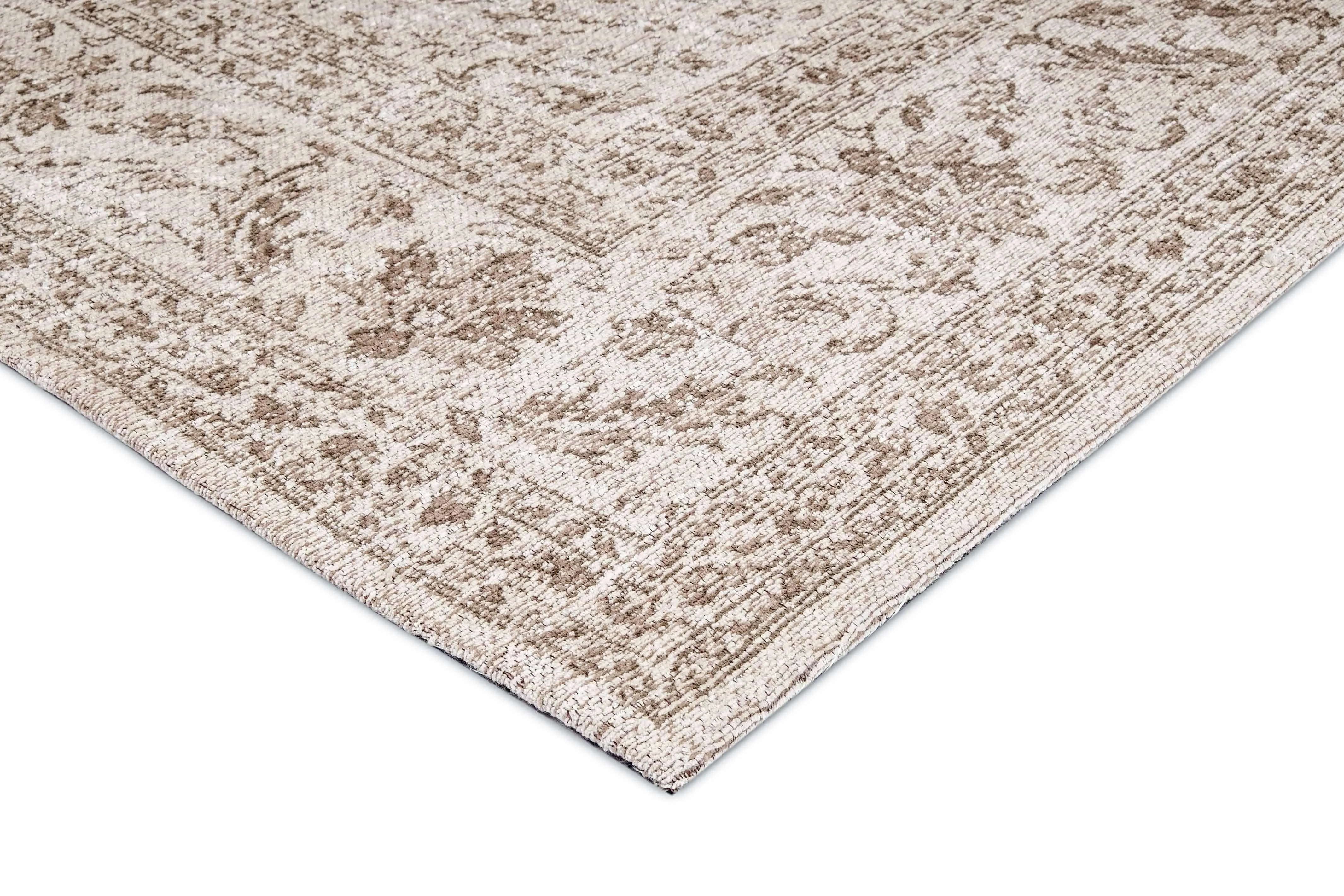 Moselle Beige and Brown Floral Distressed Rug *NO RETURNS UNLESS FAULTY