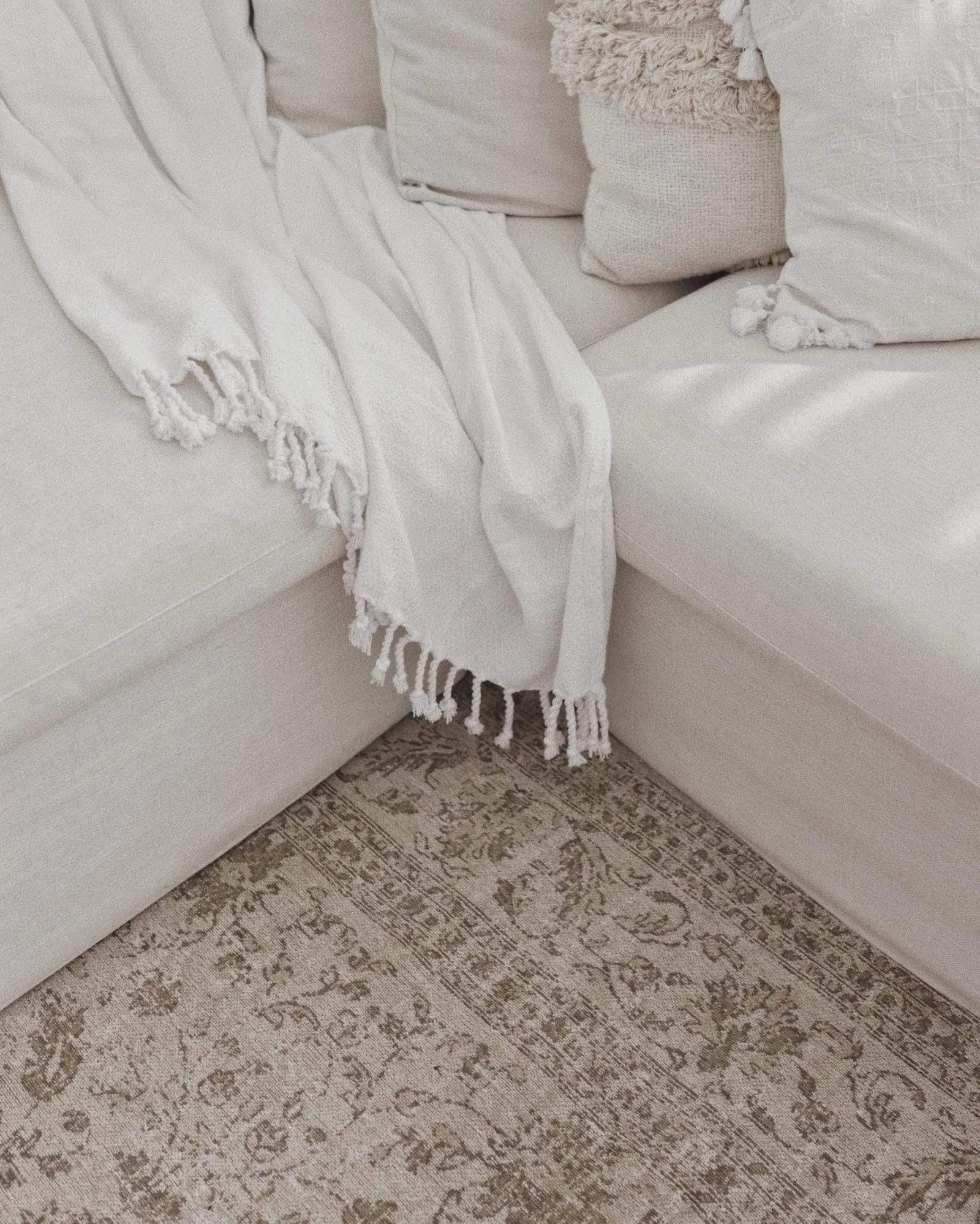 Moselle Beige and Brown Floral Distressed Rug *NO RETURNS UNLESS FAULTY