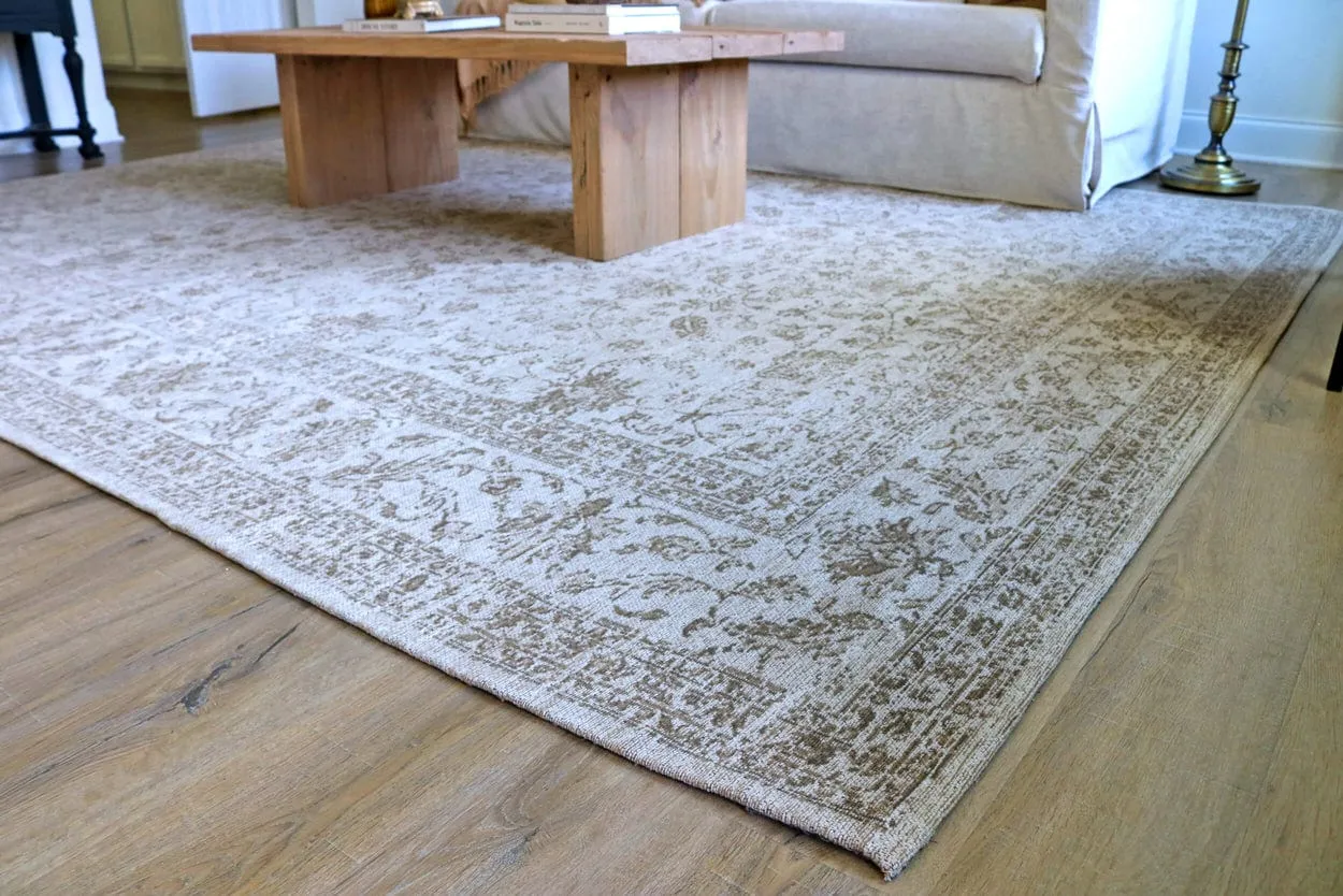 Moselle Beige and Brown Floral Distressed Rug *NO RETURNS UNLESS FAULTY