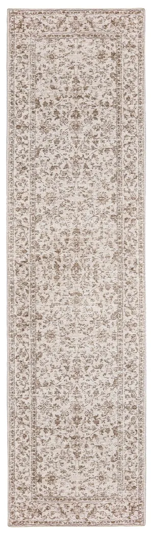 Moselle Beige and Brown Floral Distressed Runner Rugmodern color block patchwork rug