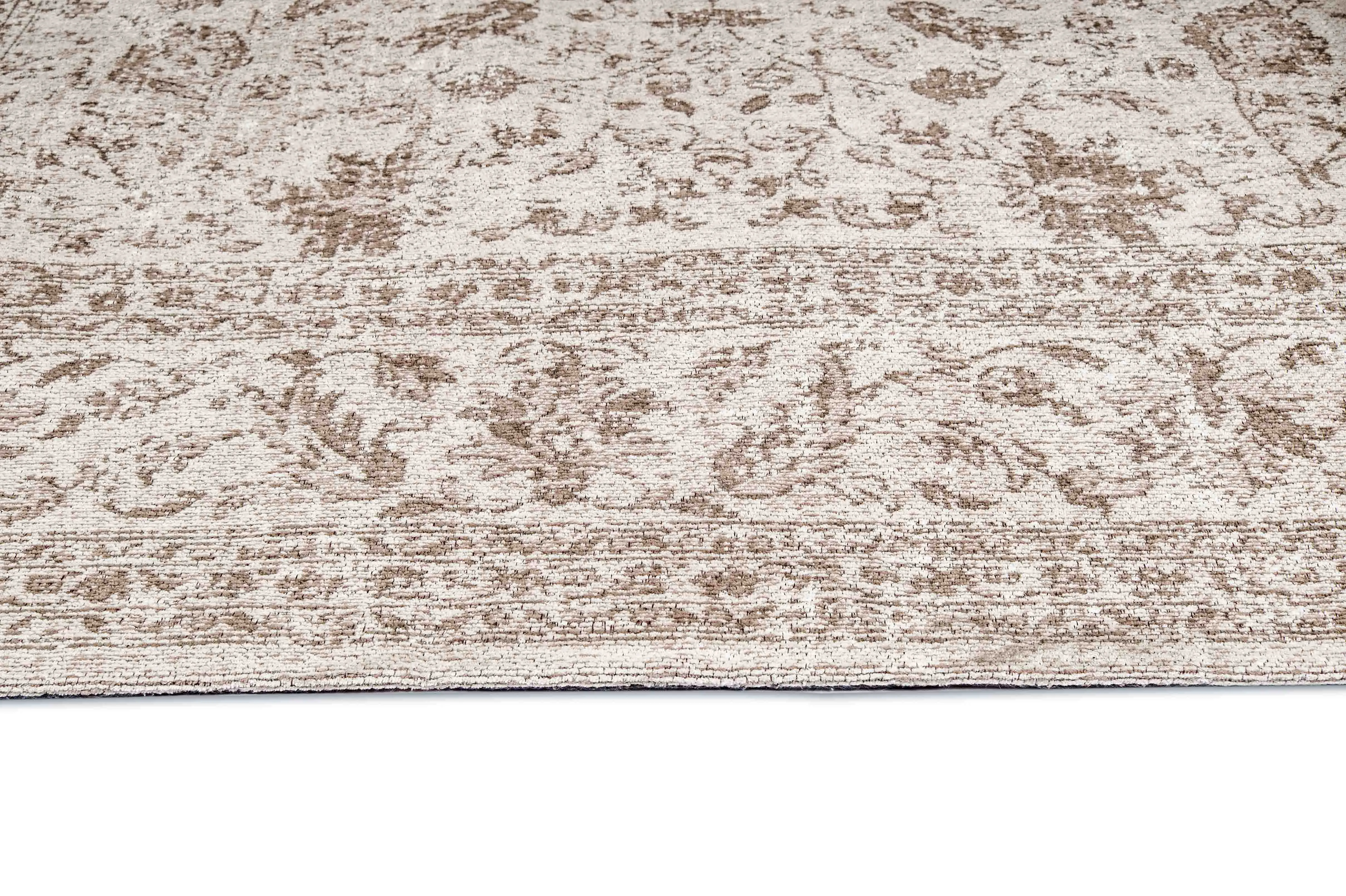 Moselle Beige and Brown Floral Distressed Runner Rug