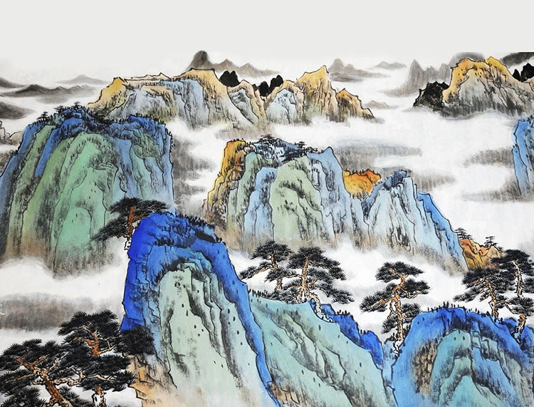 Mountain Blue Oriental Wall Mural