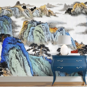 Mountain Blue Oriental Wall Muralnordic style wall decor