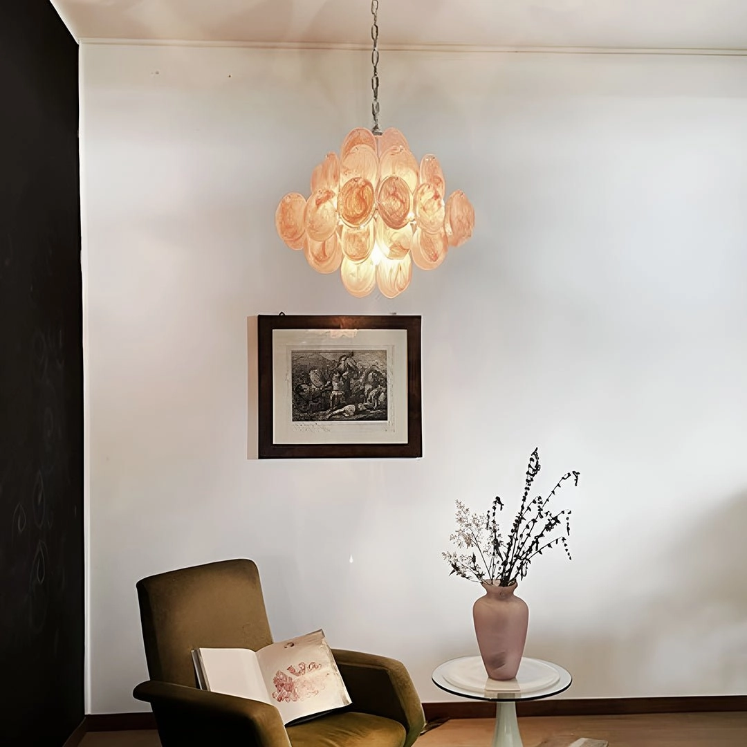 Murano Pink Disks Chandelier