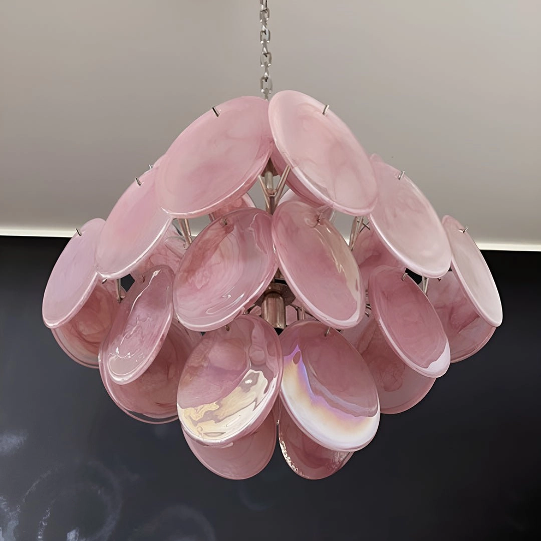 Murano Pink Disks Chandelier