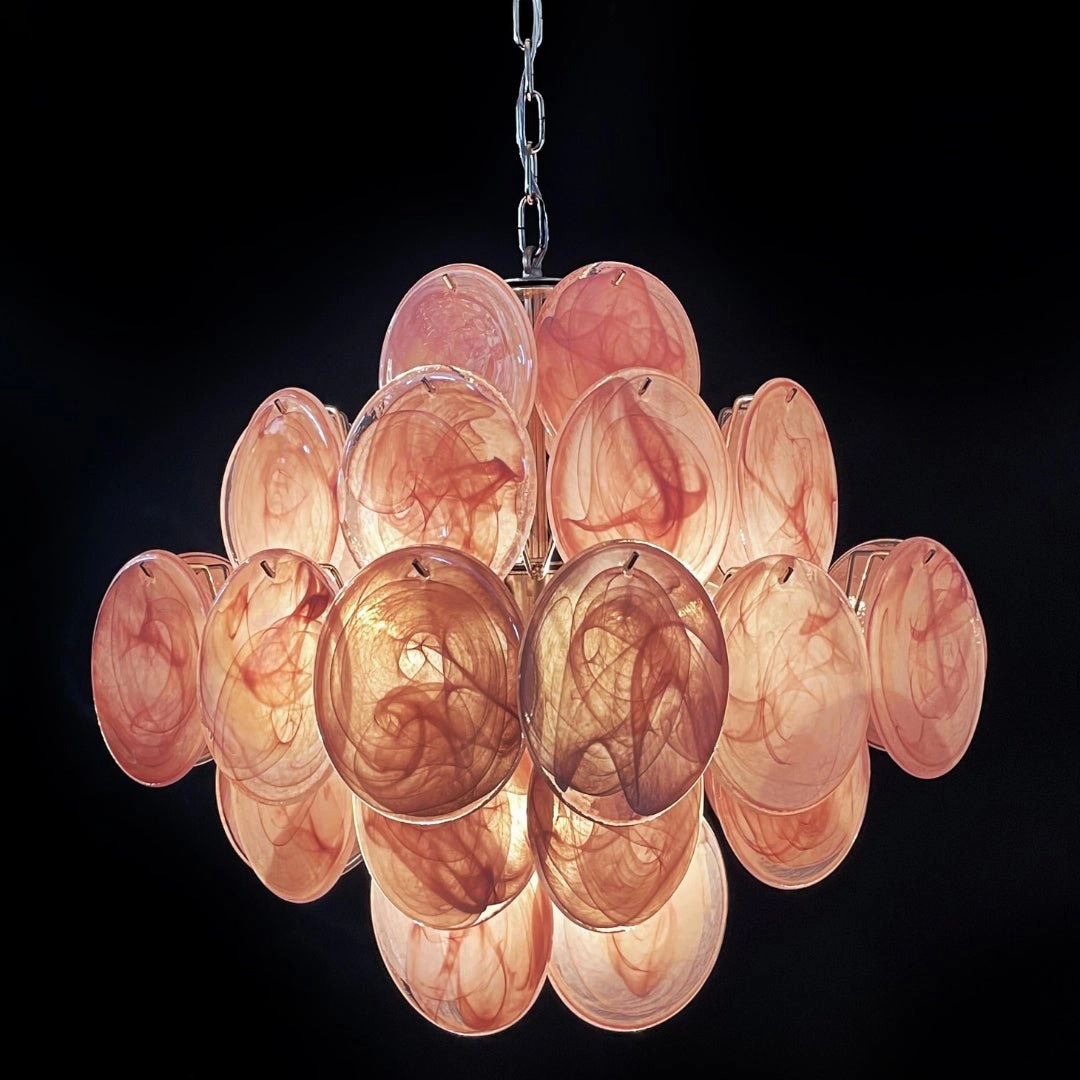 Murano Pink Disks Chandelier