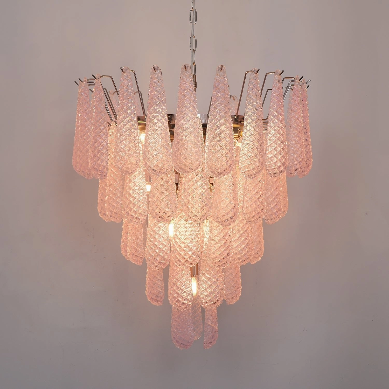 Murano Pink Glass Droplet Chandelier