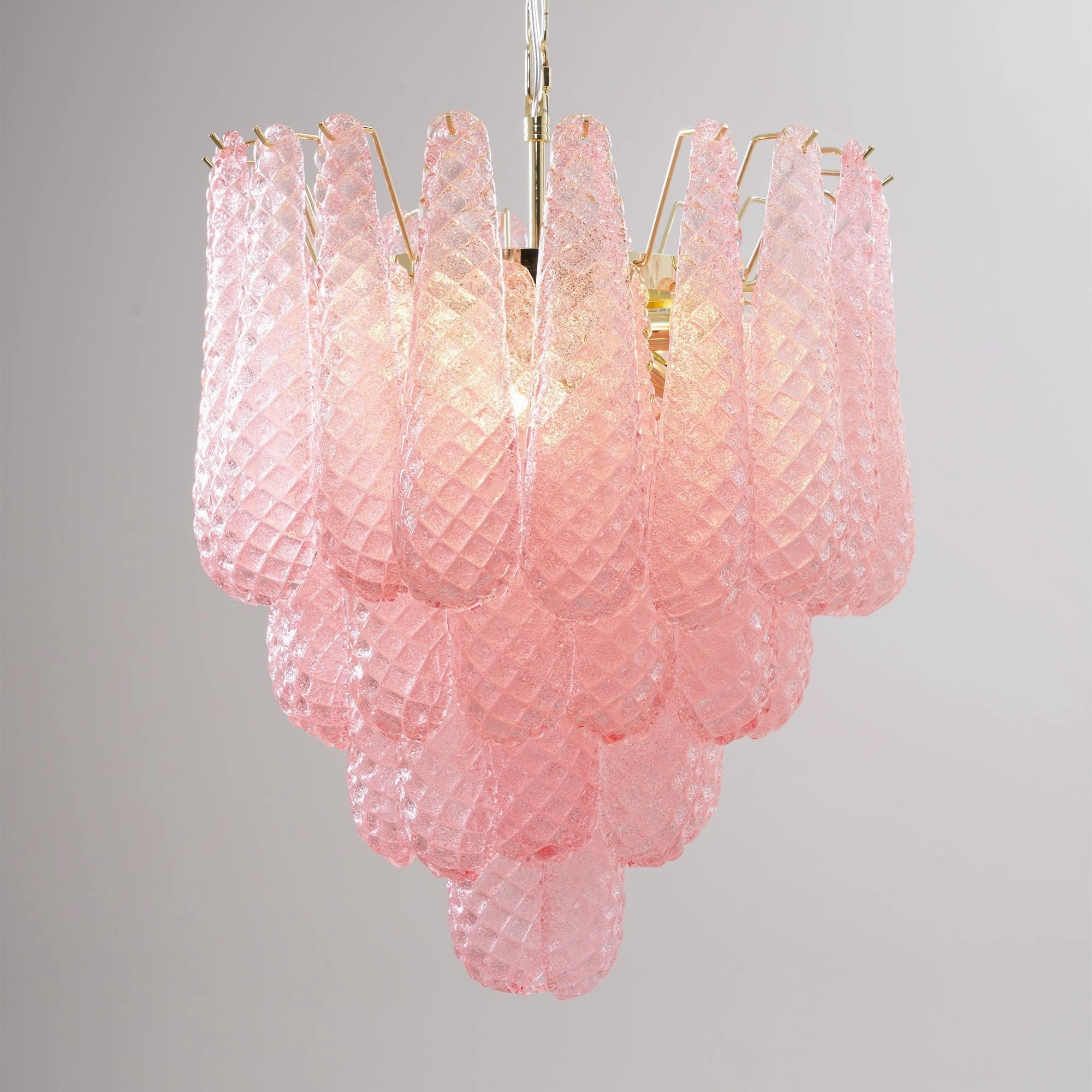 Murano Pink Glass Droplet Chandelier