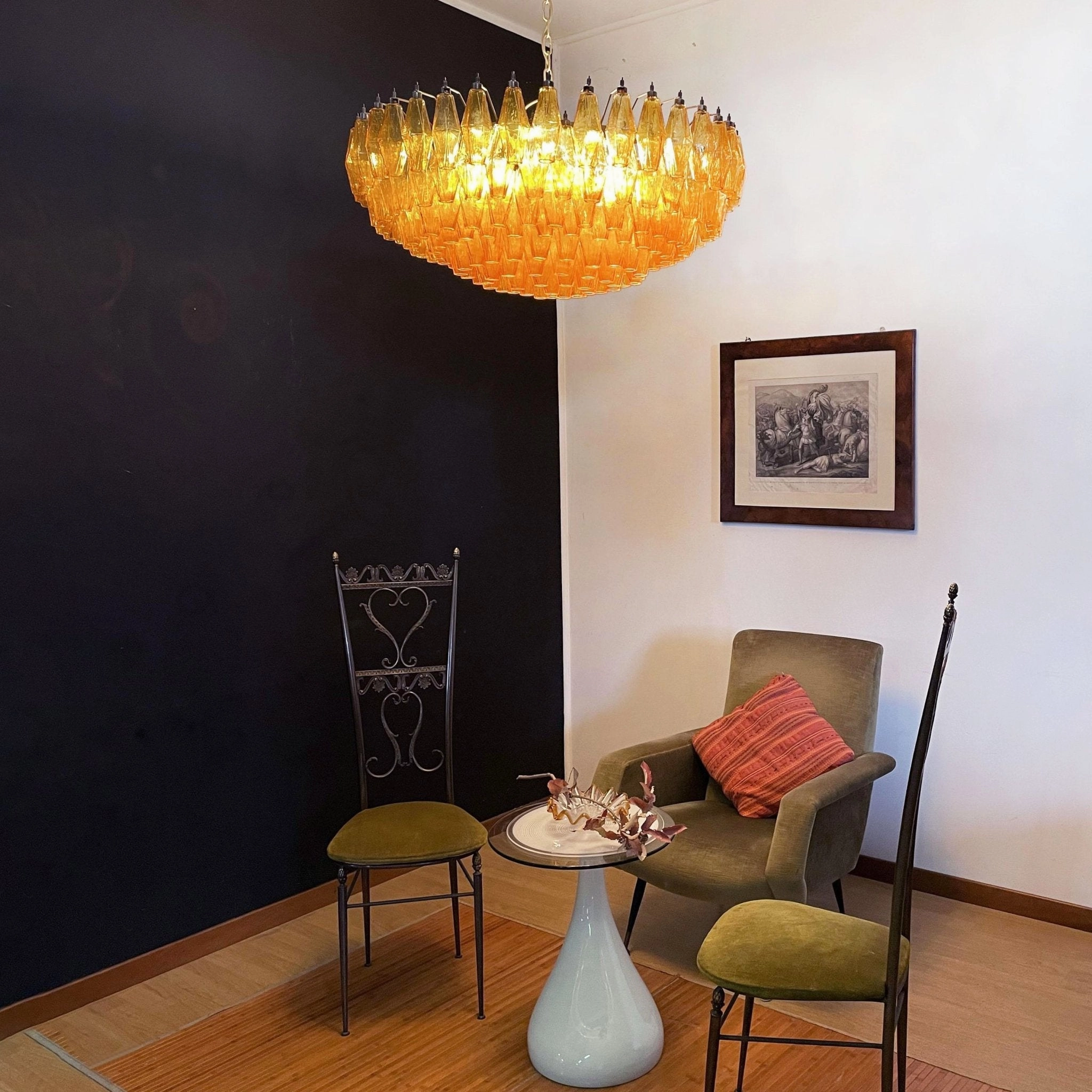 Murano Rhombus Amber Glass Chandelier