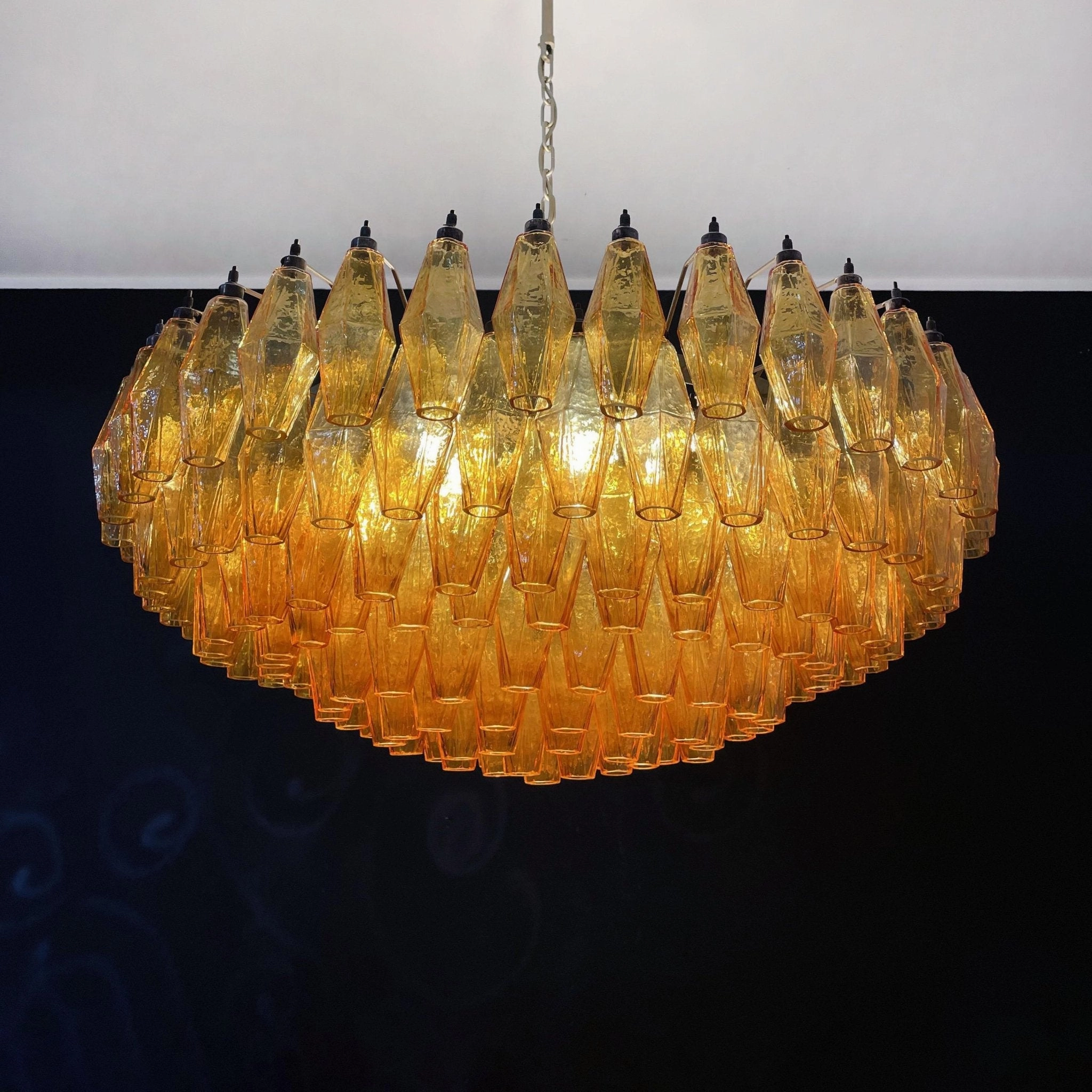 Murano Rhombus Amber Glass Chandelier