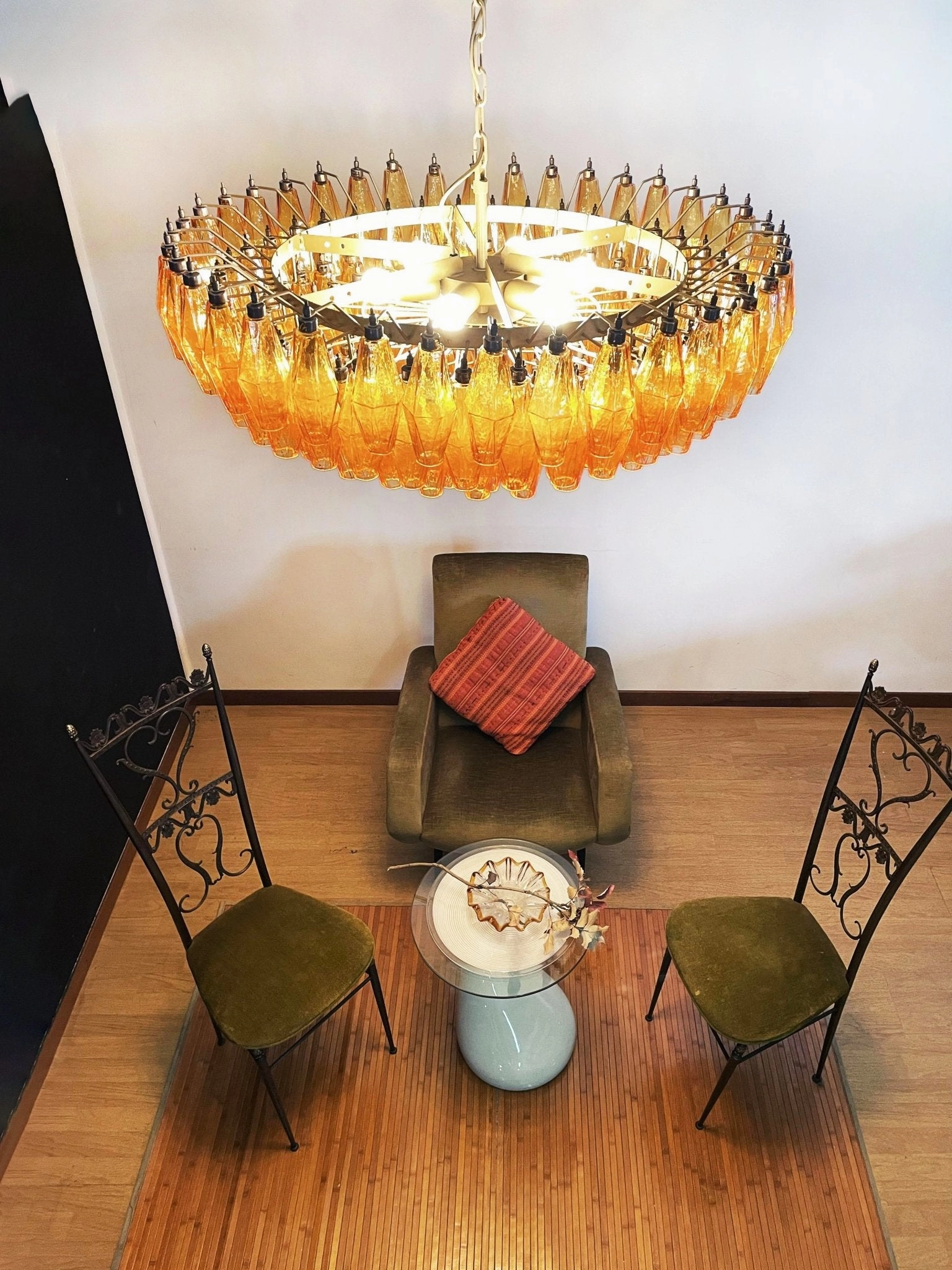Murano Rhombus Amber Glass Chandelier