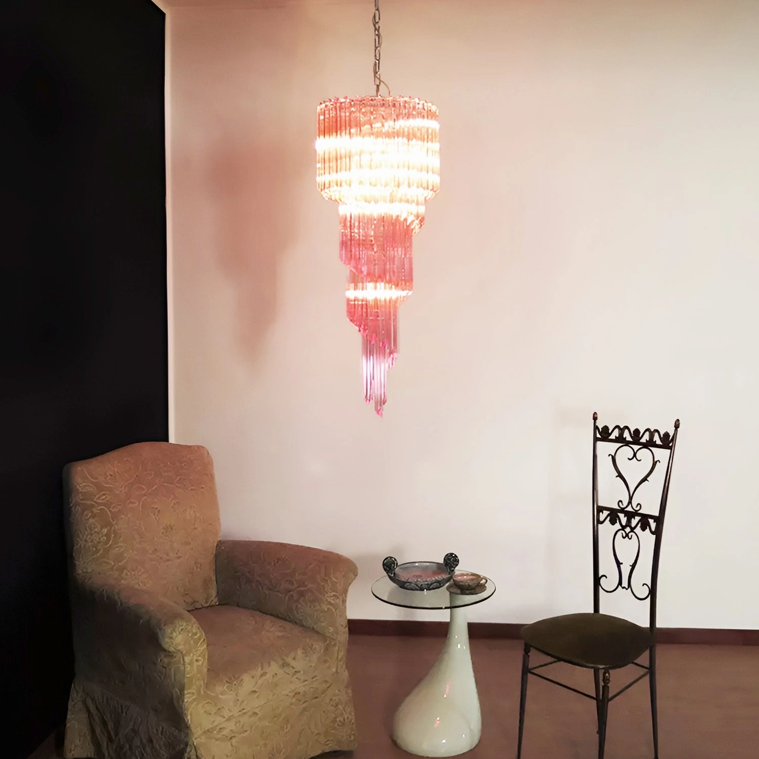 Murano Spiral Prism Glass Chandelier