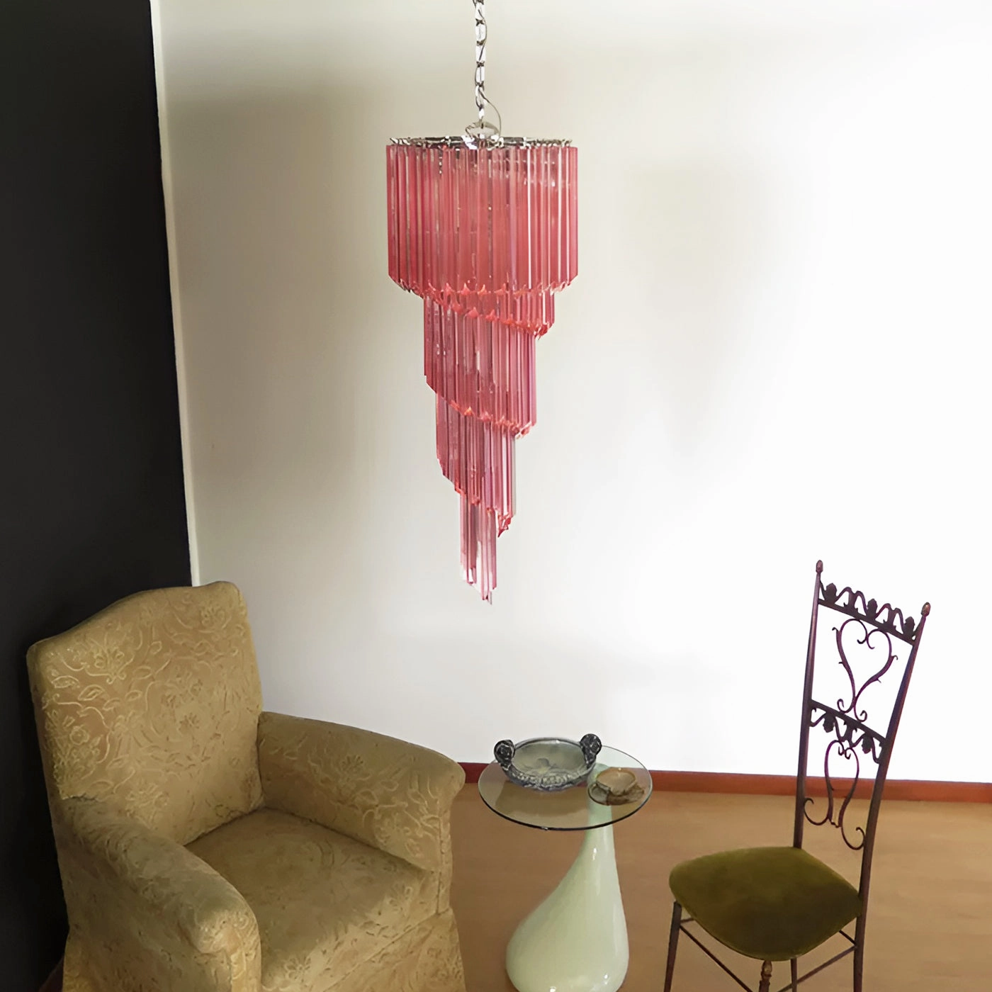 Murano Spiral Prism Glass Chandelier