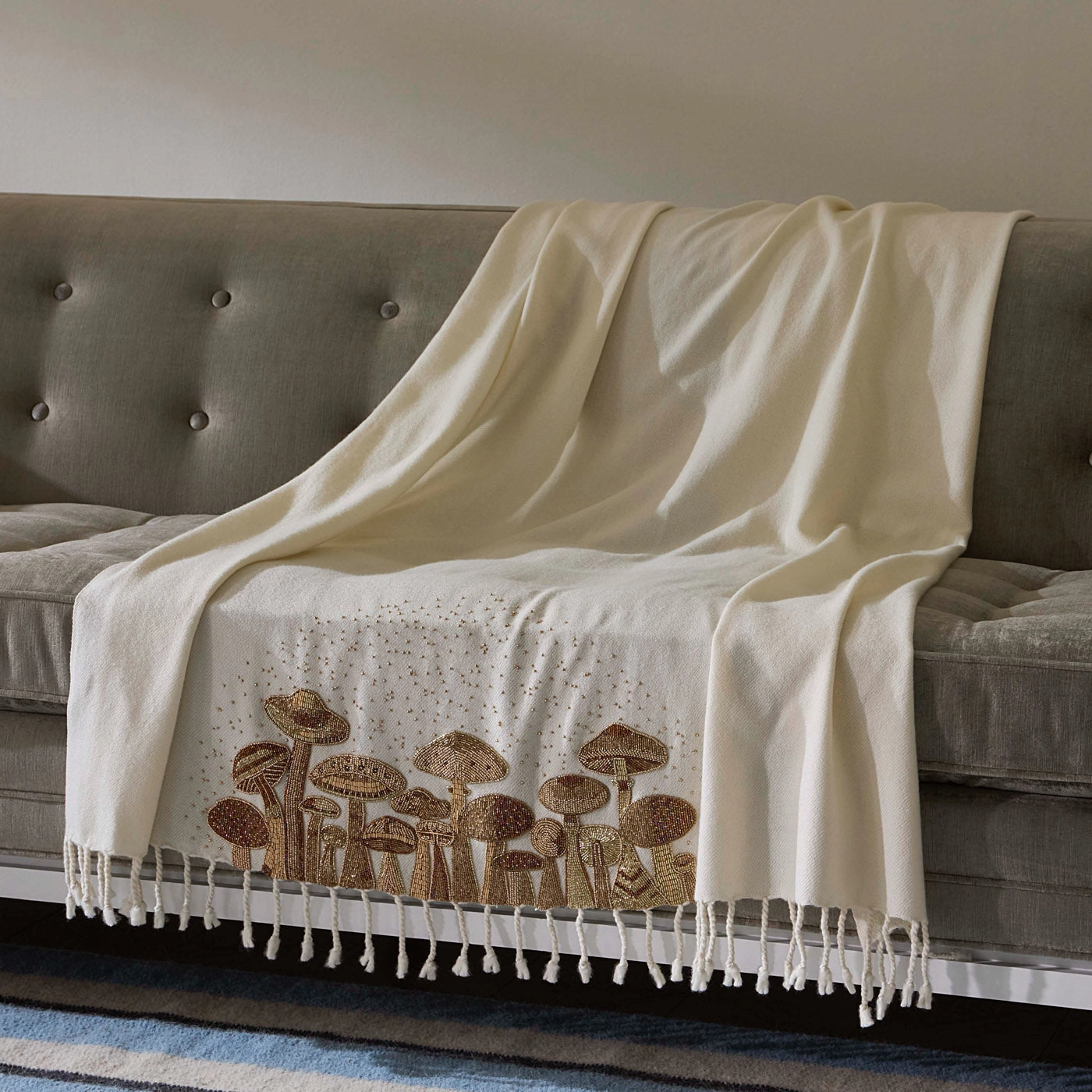 Mushrooms Embellished Throw
