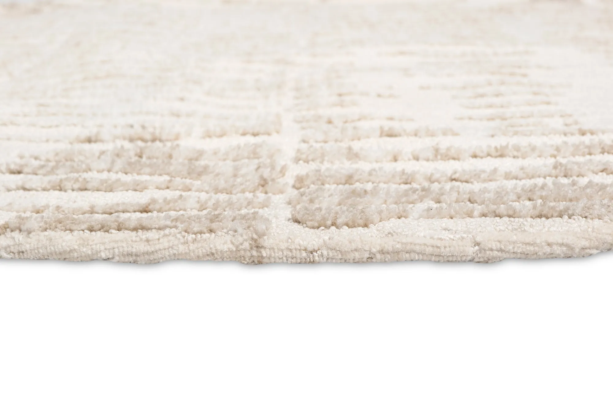 Nahba Ivory And Cream Textured Tribal Round Rug