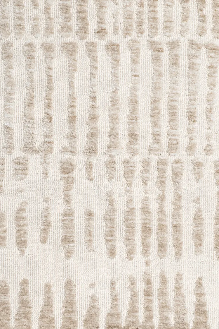 Nahba Ivory And Cream Textured Tribal Round Rug