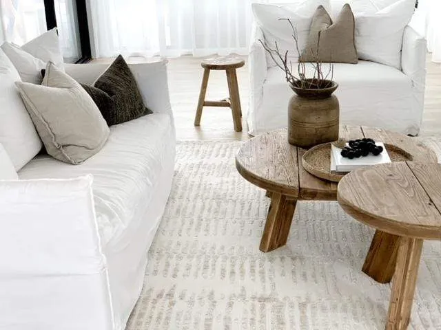 Nahba Ivory And Cream Textured Tribal Rug