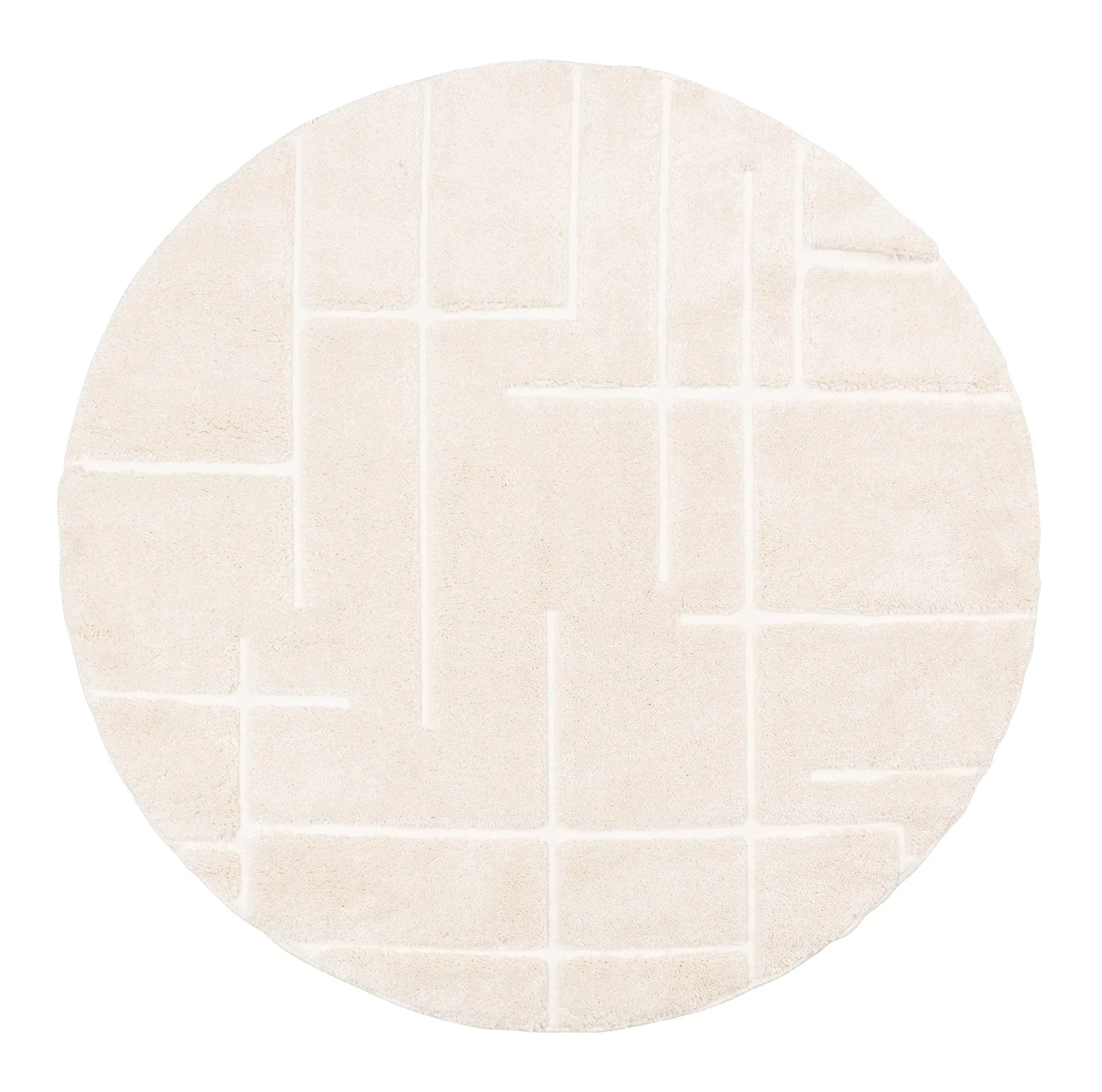 Nalu Ivory Geometric Round Rugmodern color block patchwork rug