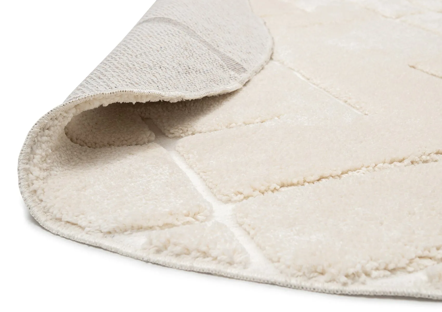 Nalu Ivory Geometric Round Rug