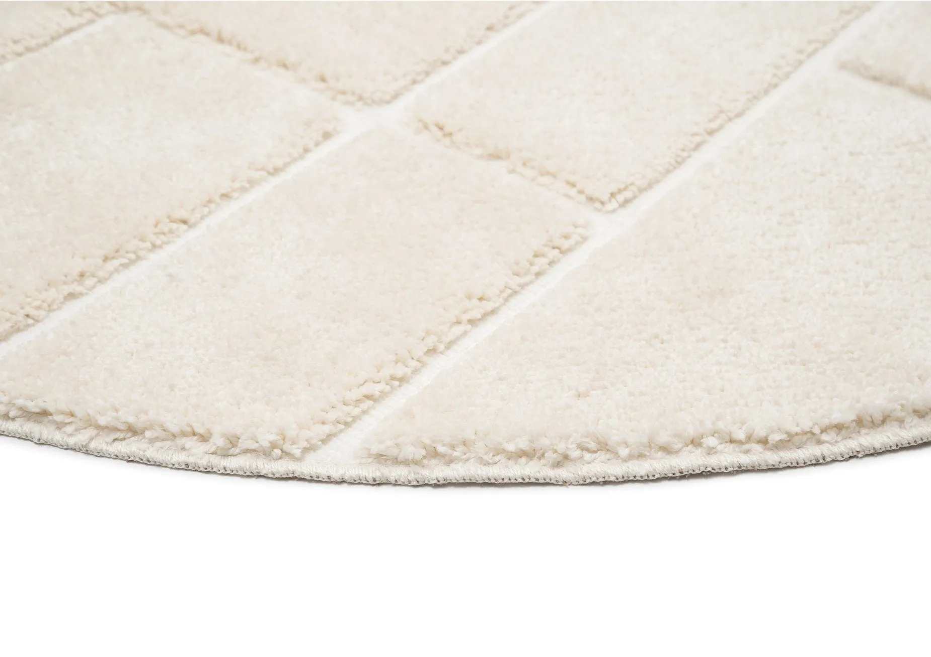 Nalu Ivory Geometric Round Rug