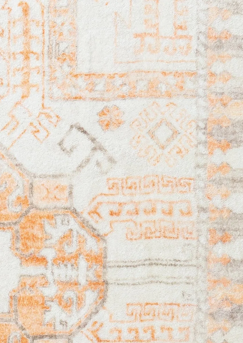 Natalya Orange and Cream Transitional Washable Rug *NO RETURNS UNLESS FAULTY