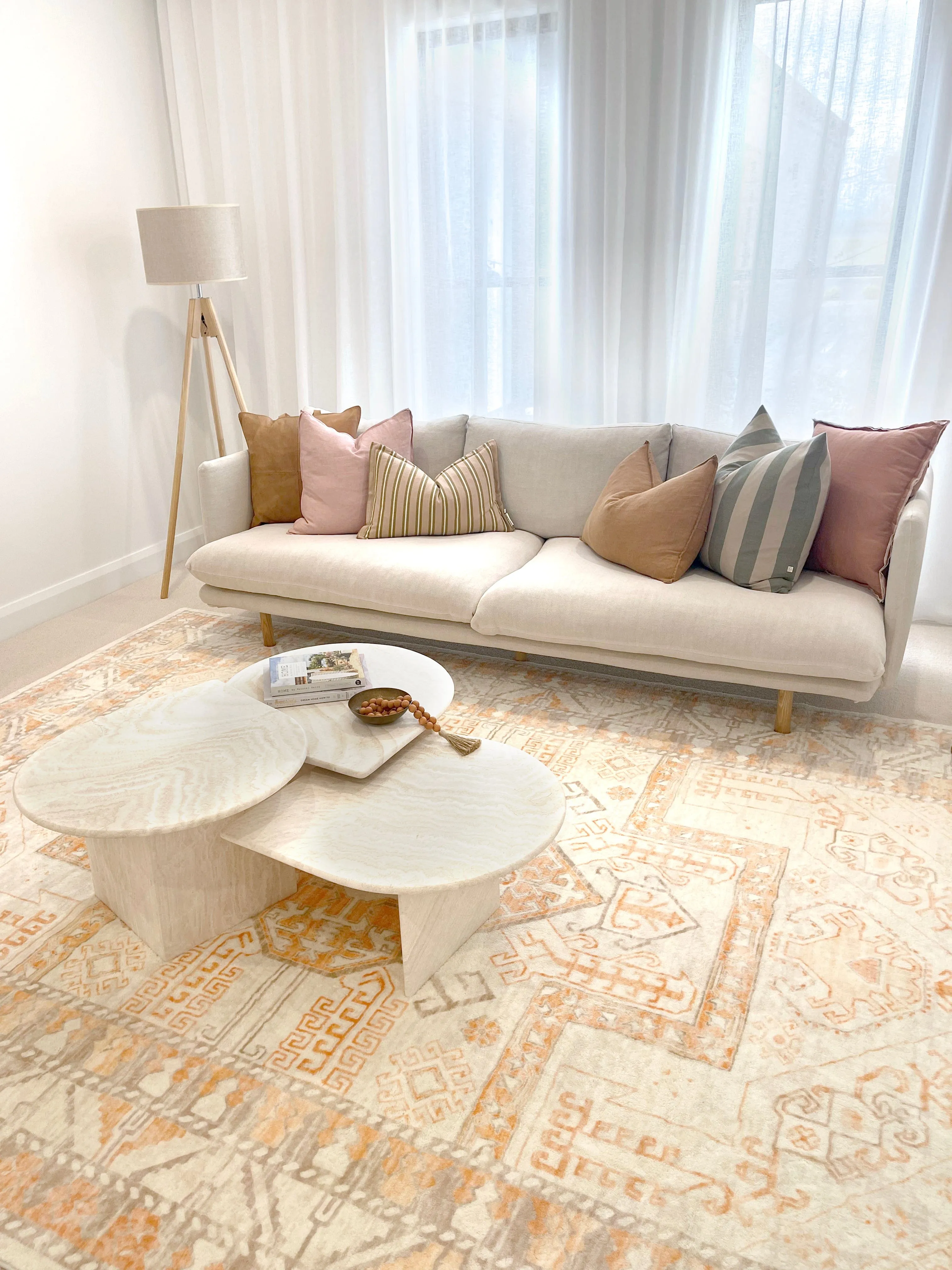 Natalya Orange and Cream Transitional Washable Rug *NO RETURNS UNLESS FAULTY