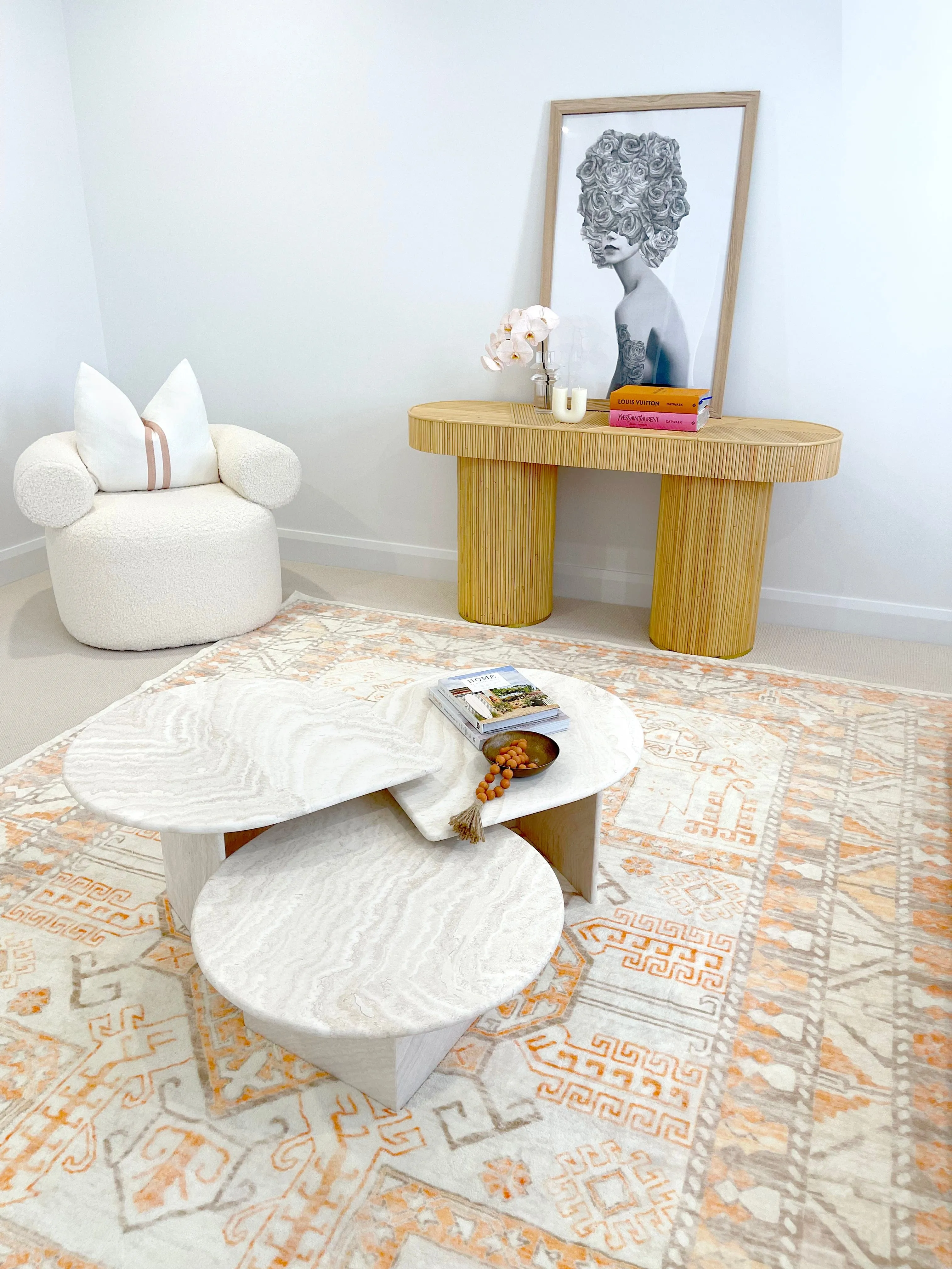 Natalya Orange and Cream Transitional Washable Rug *NO RETURNS UNLESS FAULTY
