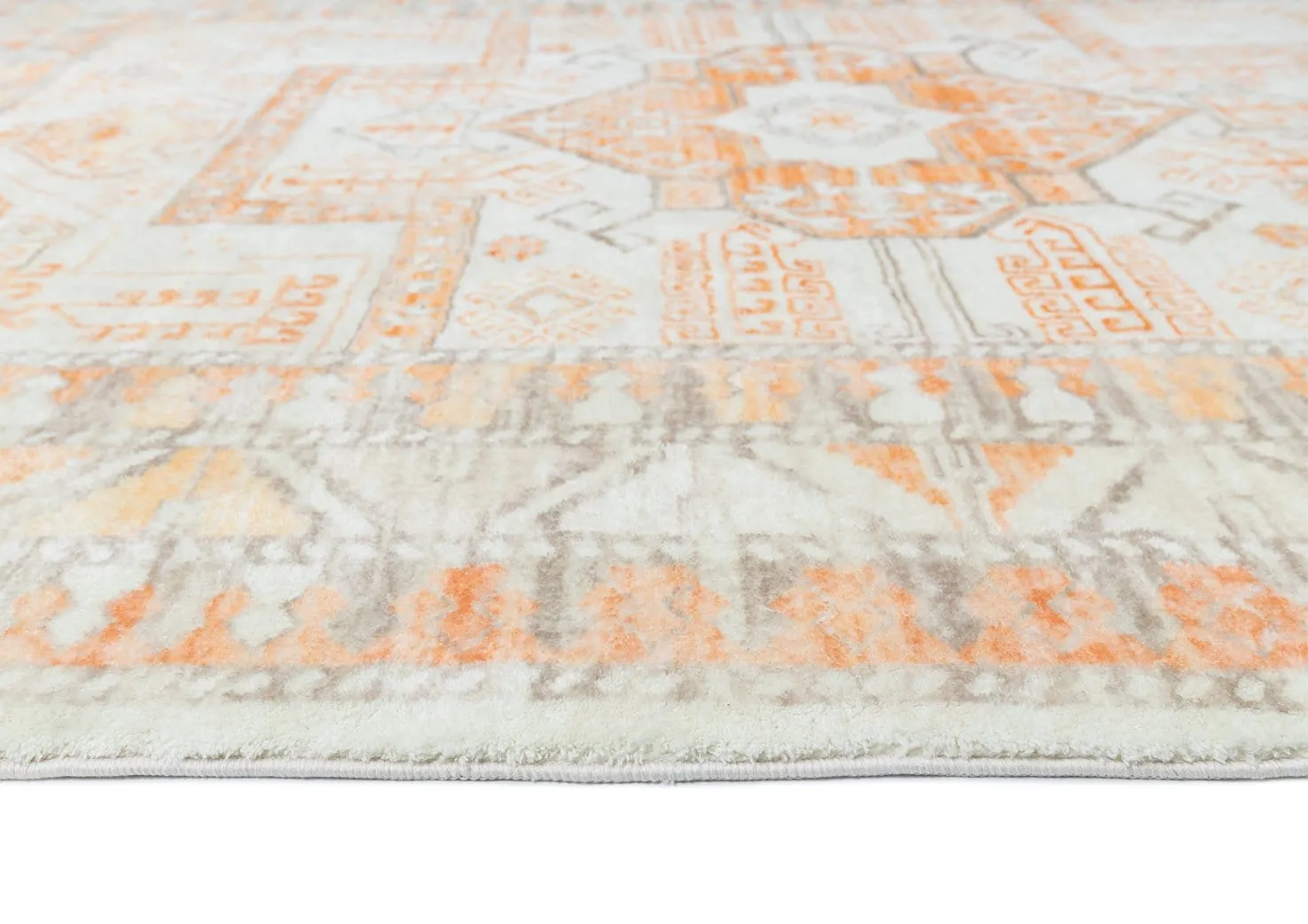Natalya Orange and Cream Transitional Washable Rug *NO RETURNS UNLESS FAULTY
