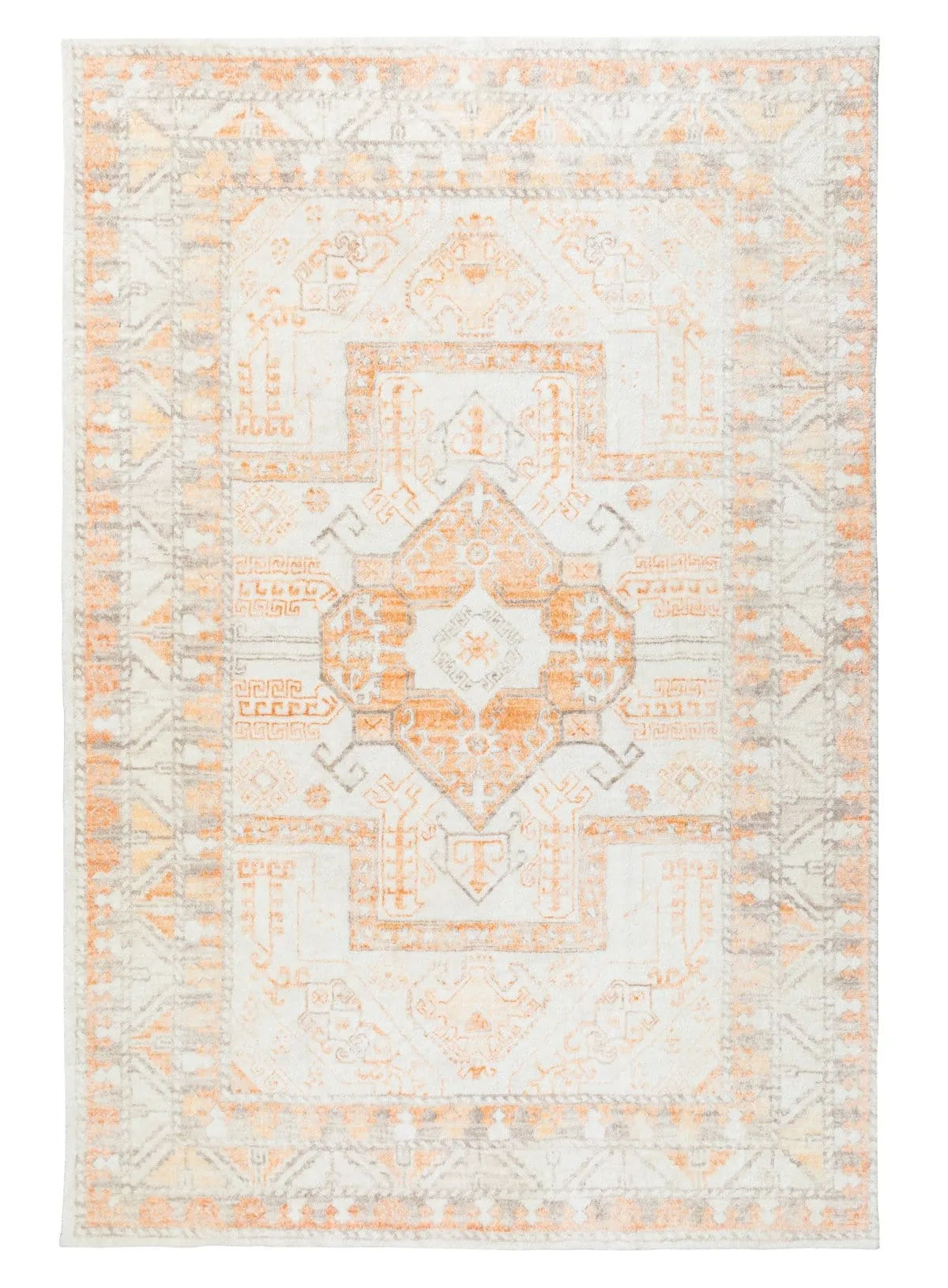 Natalya Orange and Cream Transitional Washable Rug *NO RETURNS UNLESS FAULTYmodern color block patchwork rug