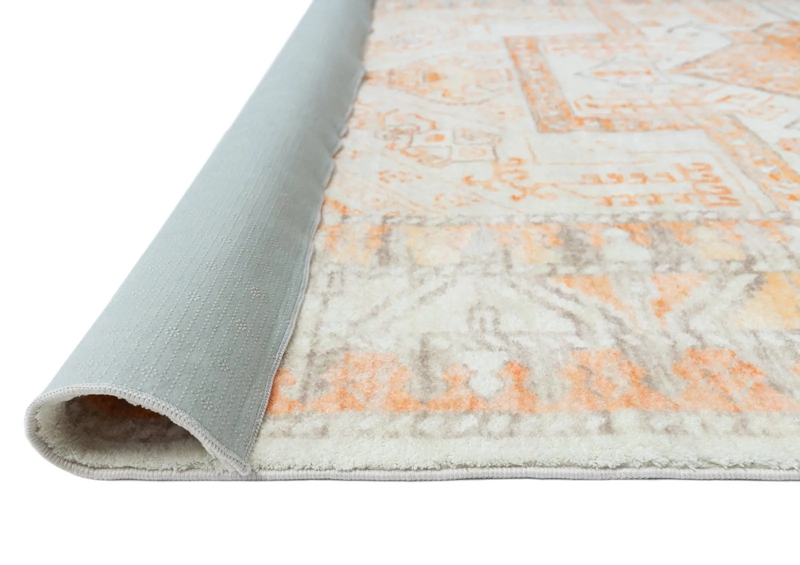 Natalya Orange and Cream Transitional Washable Rug *NO RETURNS UNLESS FAULTY