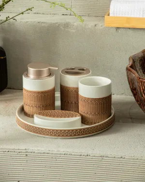 Natural Harmony 5-Piece Bath Set - Whitebathroom decor,boho bathroom decor,minimalist bathroom decor