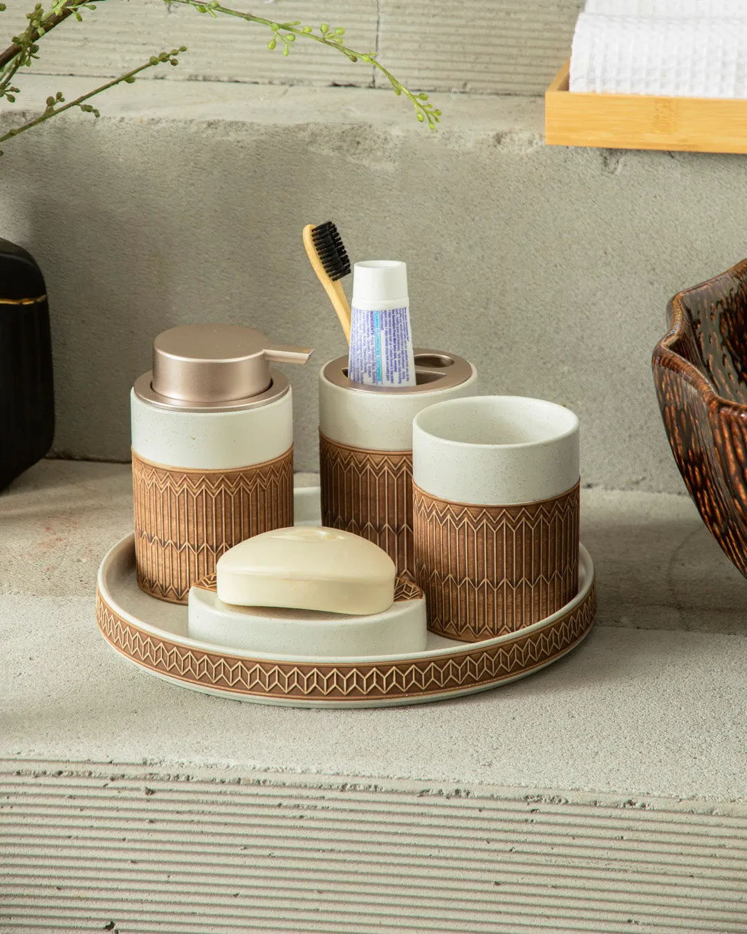 Natural Harmony 5-Piece Bath Set - White
