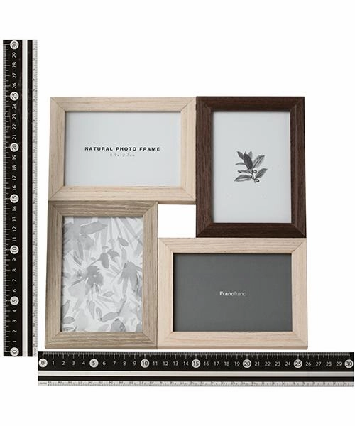 Natural Photo Frame 4 Windows Brown X Natural