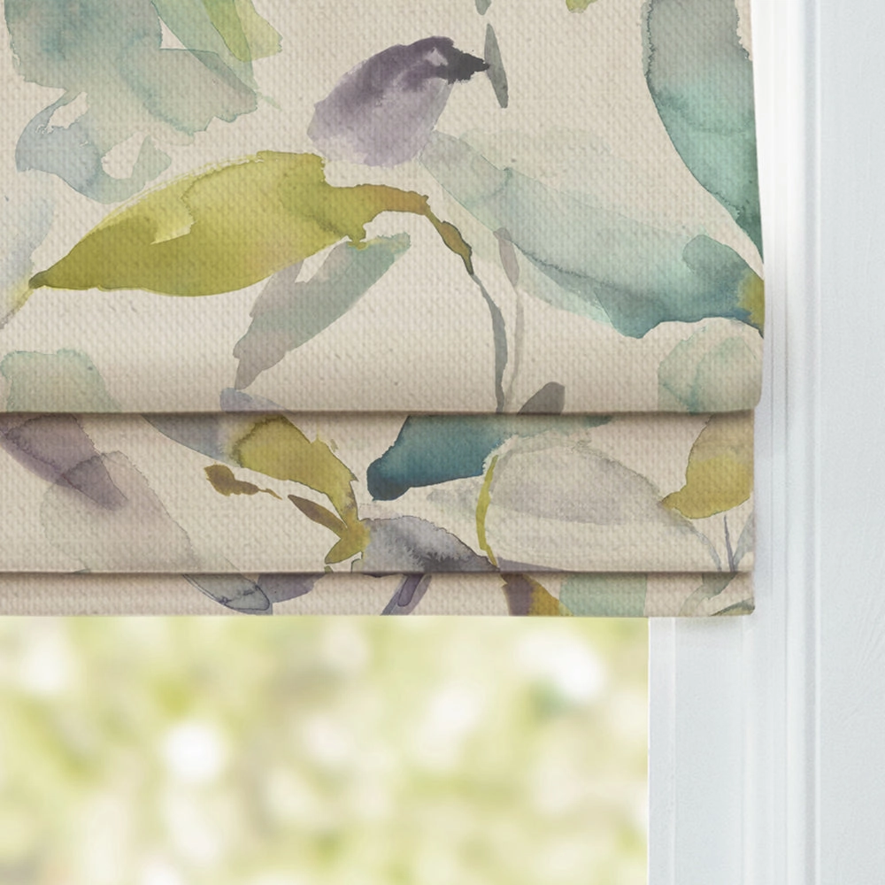 Naura Printed Cotton Made to Measure Roman Blinds Lemon Natural