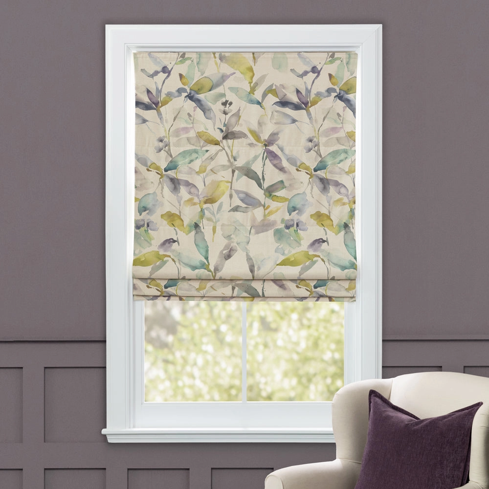 Naura Printed Cotton Made to Measure Roman Blinds Lemon Natural