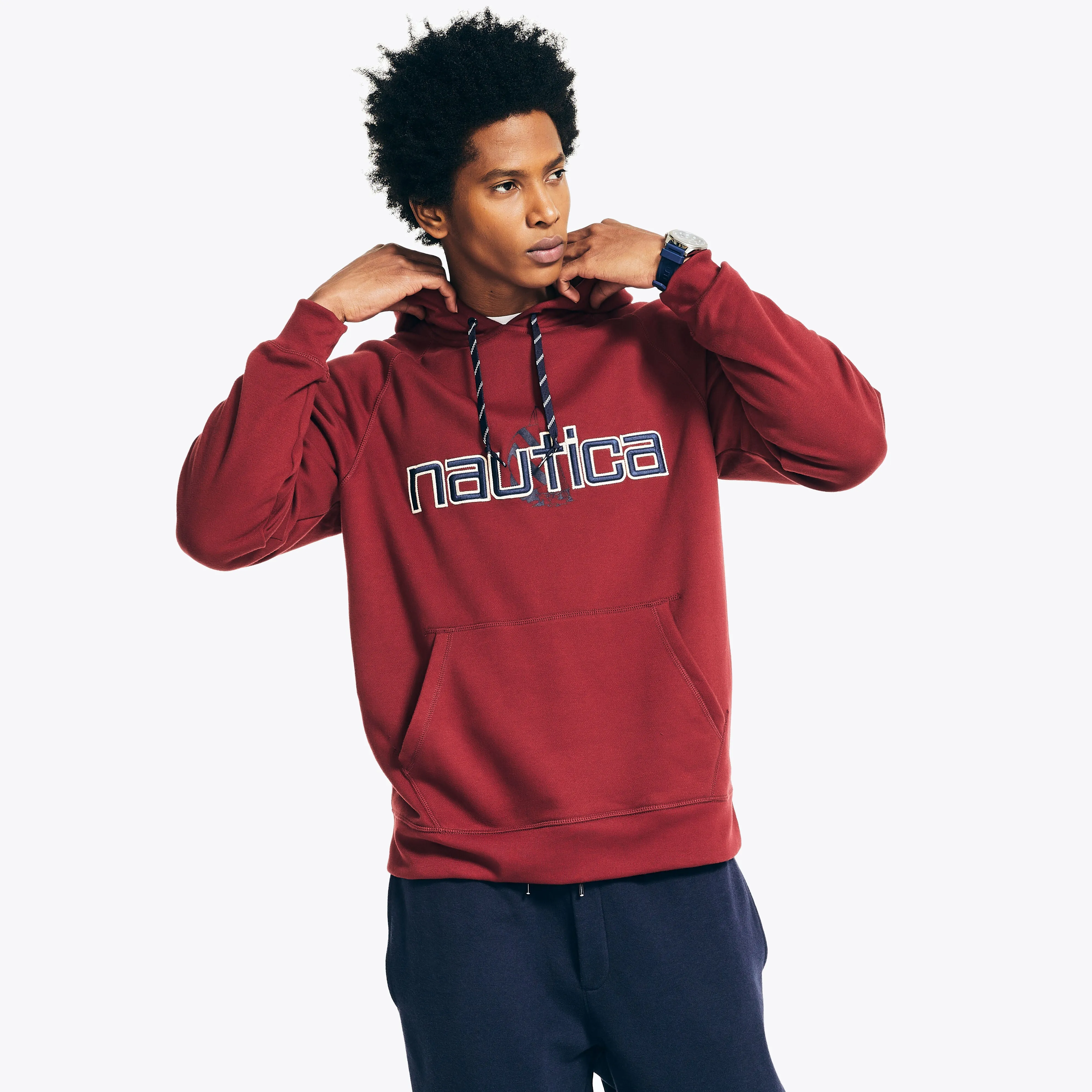 Nautica Mens Reissue Sustainably Crafted Logo Hoodie Nautica Clothing