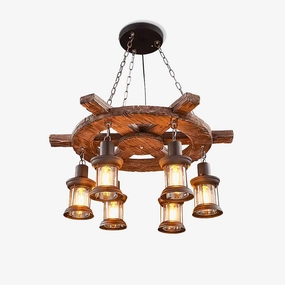 Nautical Industrial Style Wooden Chandelierrustic chandelier,bedroom chandelier 