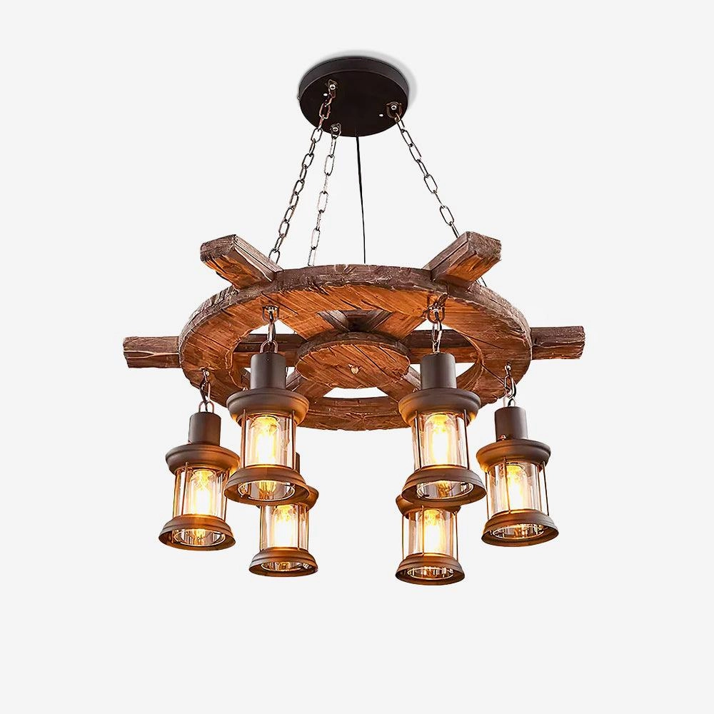Nautical Industrial Style Wooden Chandelierrustic chandelier,bedroom chandelier 
