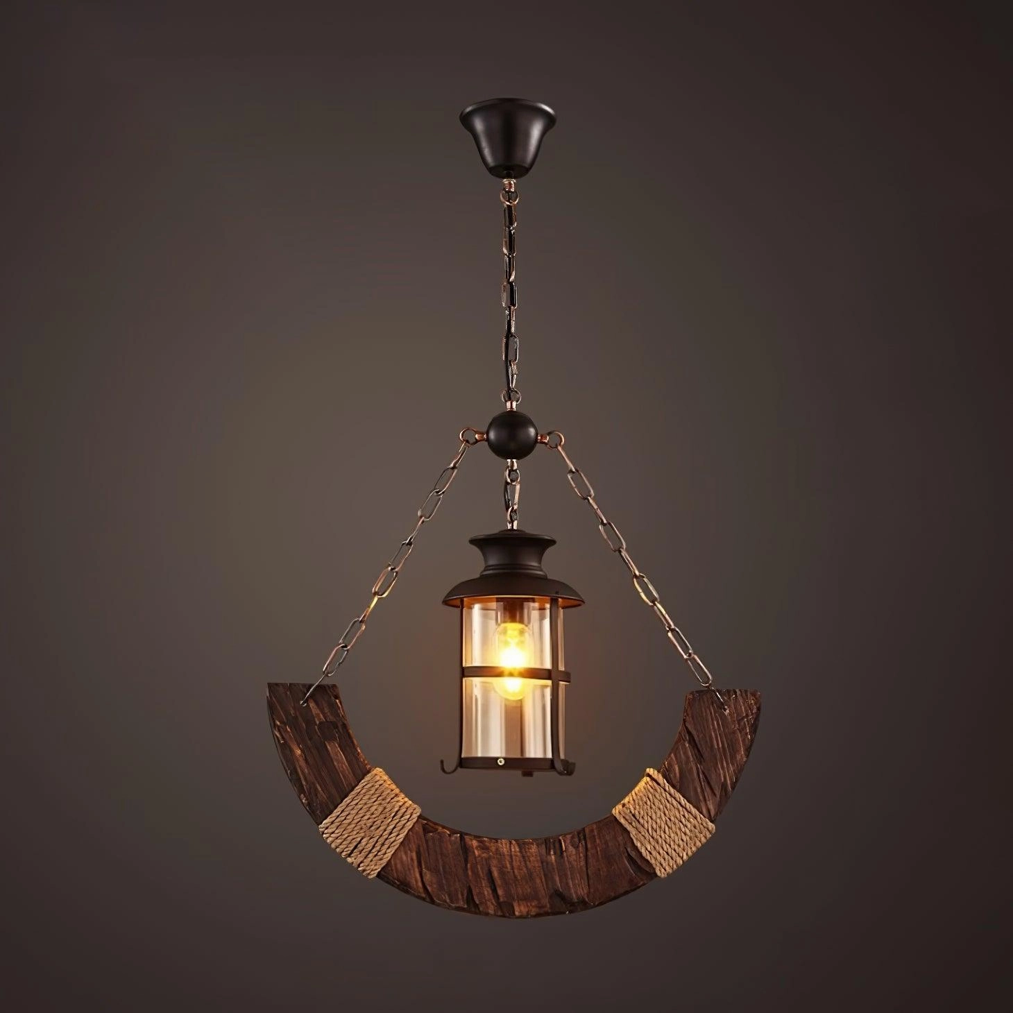 Nautical Industrial Style Wooden Chandelier