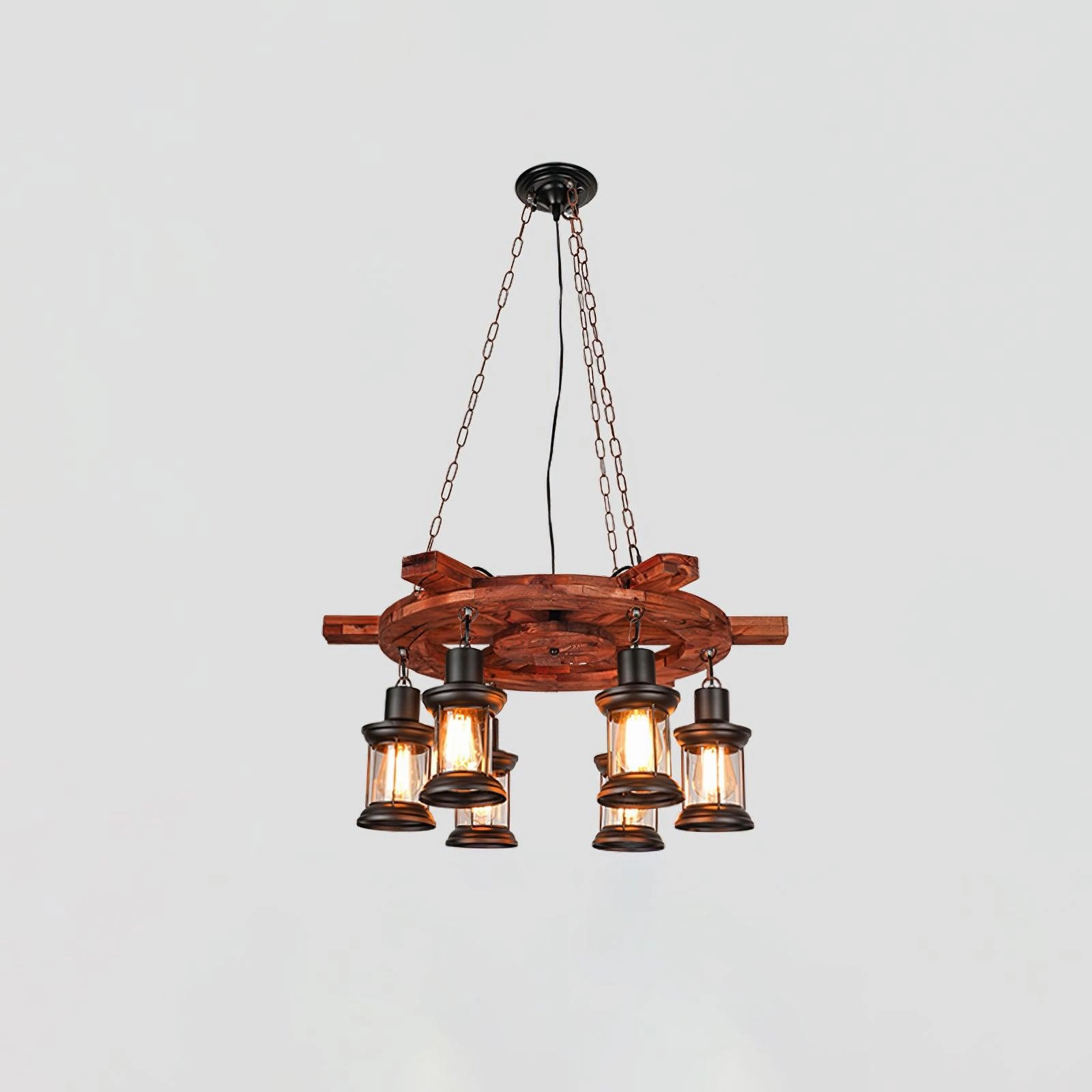 Nautical Industrial Style Wooden Chandelier