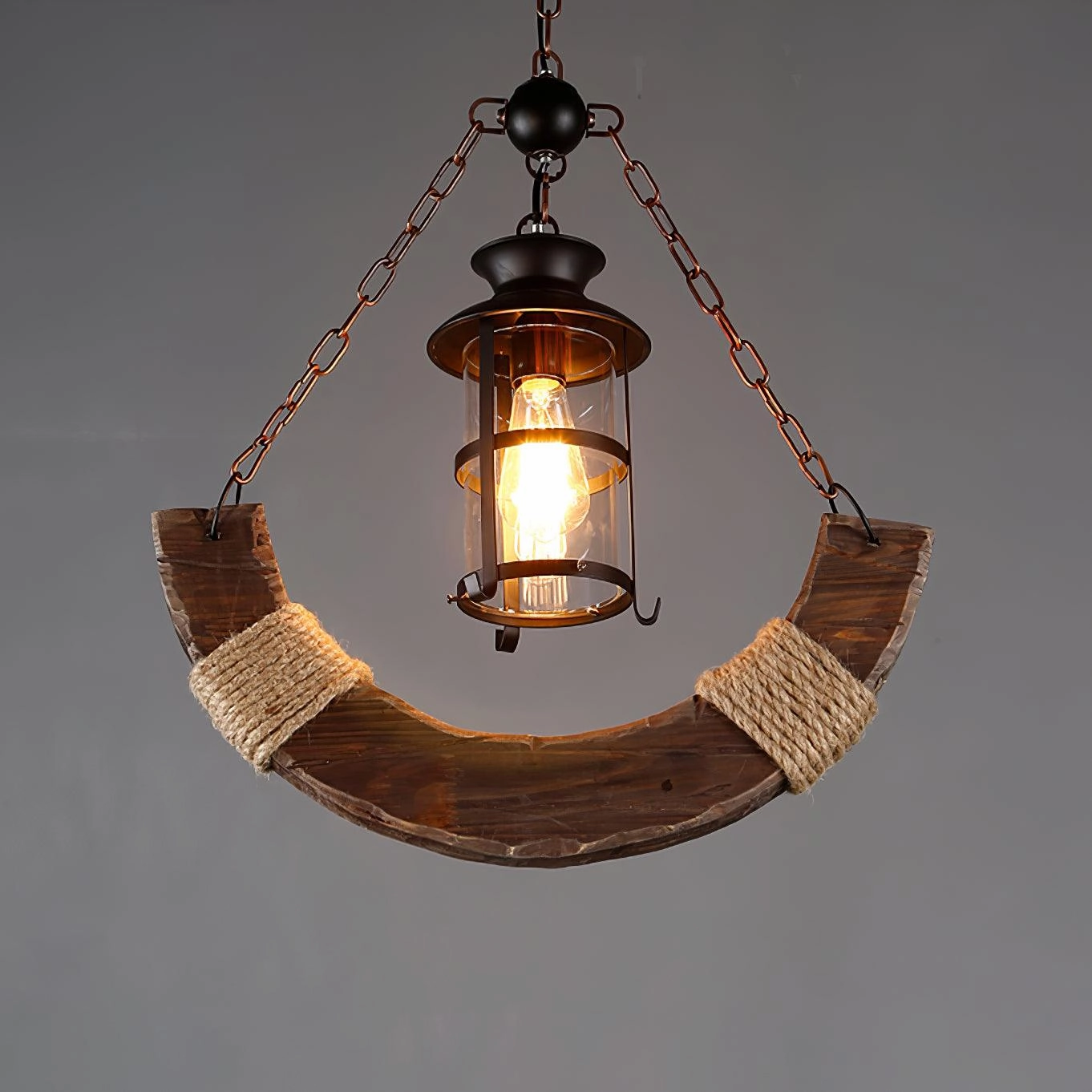 Nautical Industrial Style Wooden Chandelier
