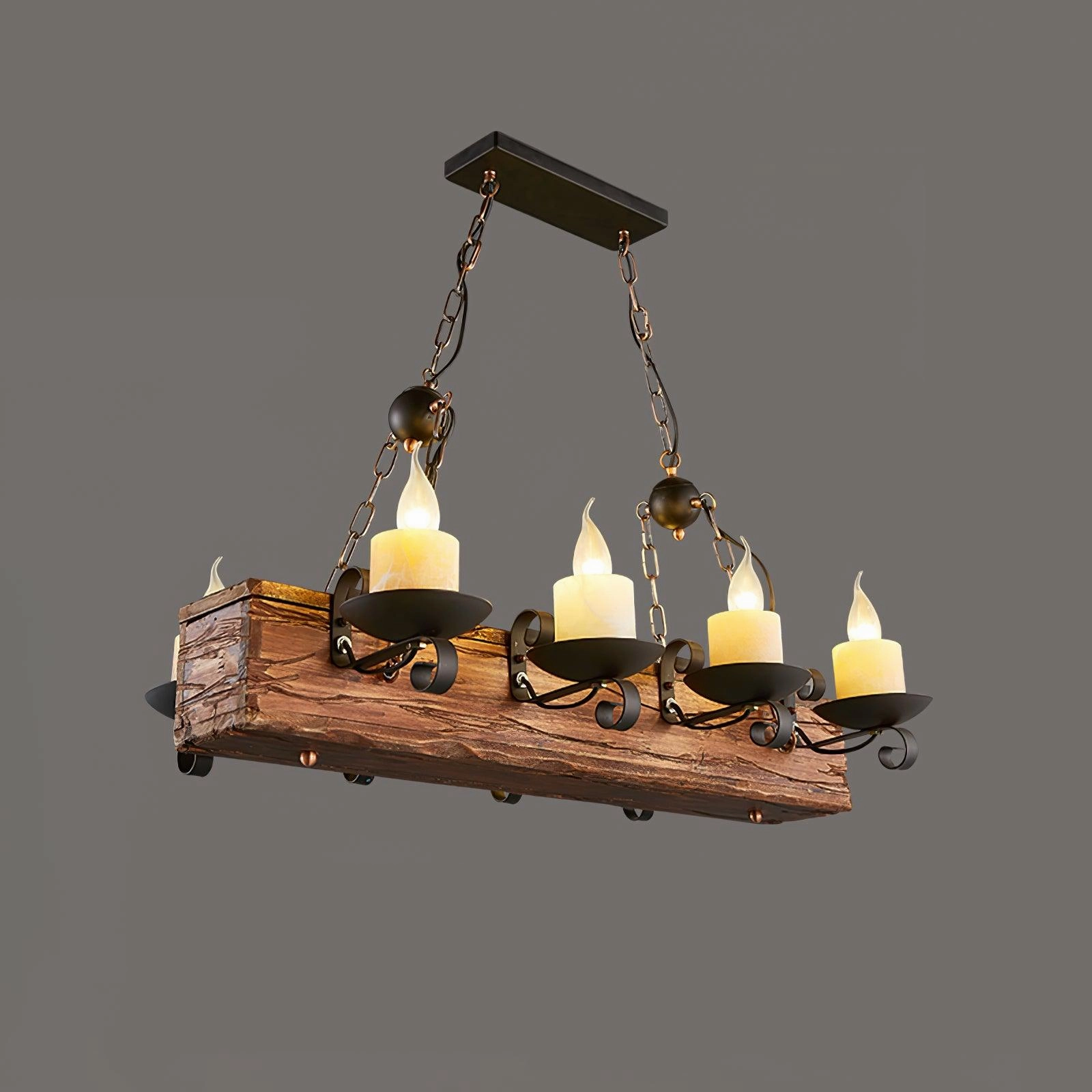 Nautical Industrial Style Wooden Chandelier