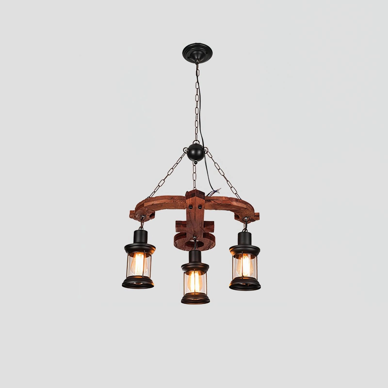 Nautical Industrial Style Wooden Chandelier